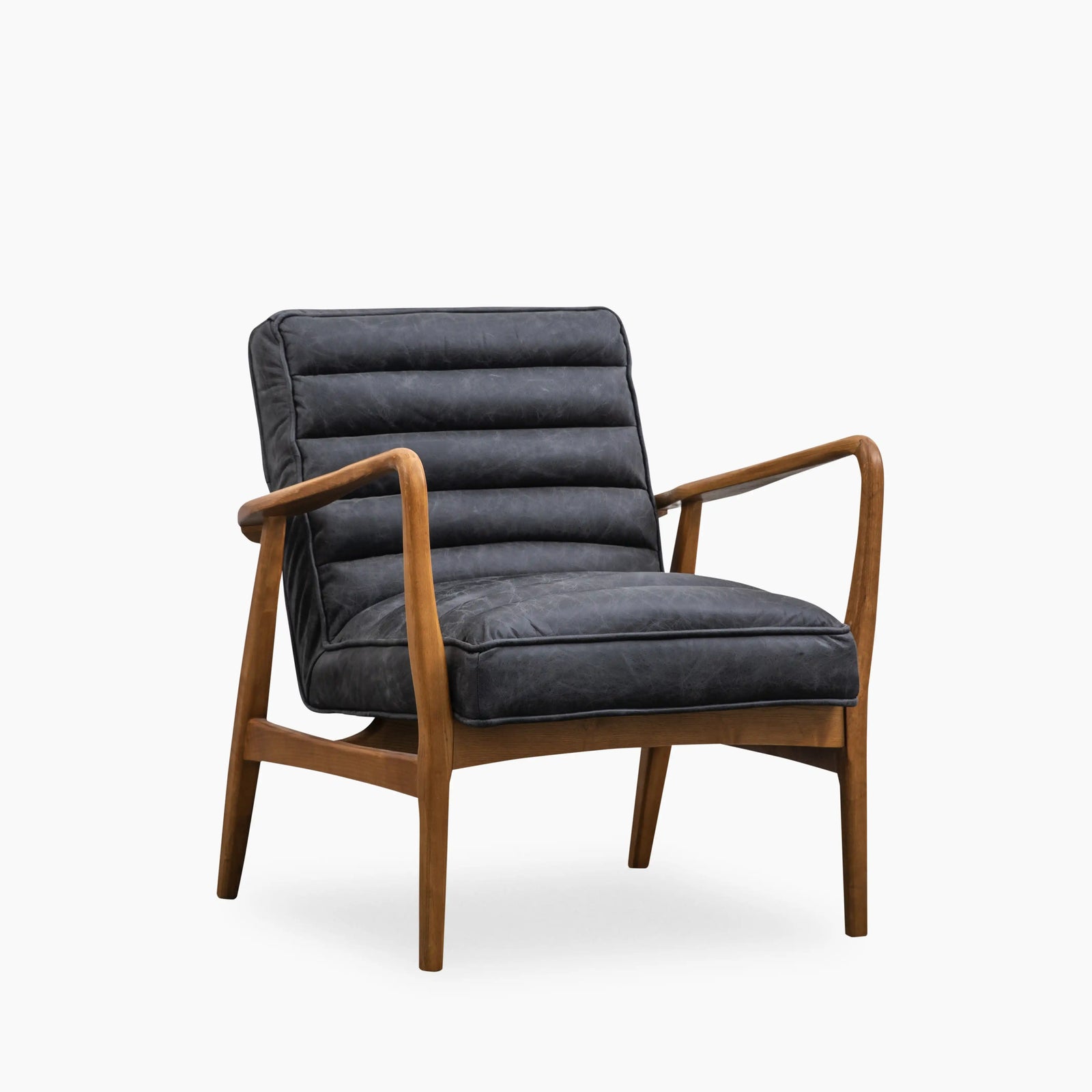 Berkeley Armchair | Vintage Black Leather & Walnut