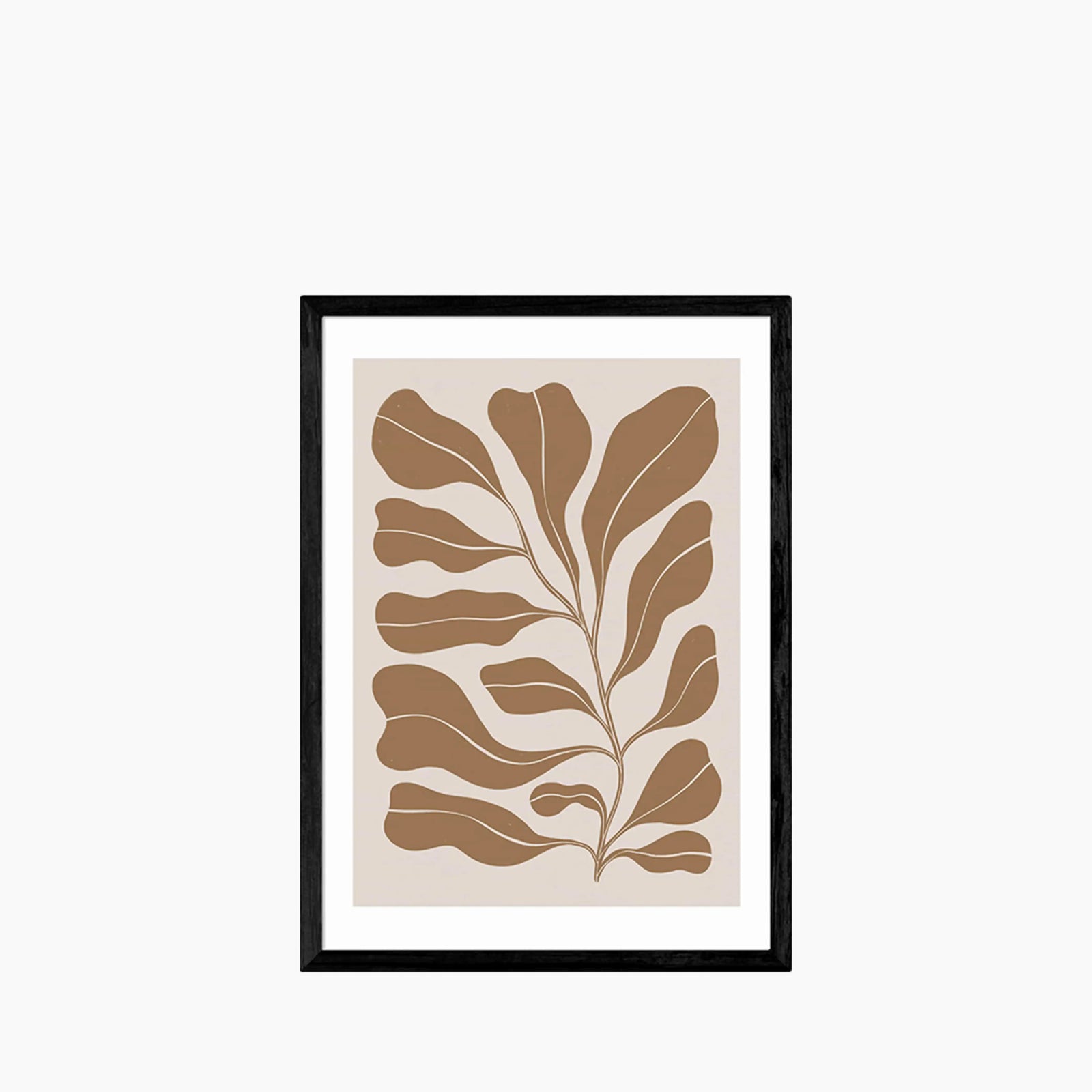 Soft Leaves On Taupe Graphic Print