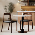 Madeleine Stackable Wooden Dining Chair | Vintage Black Faux Leather & Walnut