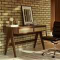 Campbell Large Wooden 2 Drawer Desk | Walnut