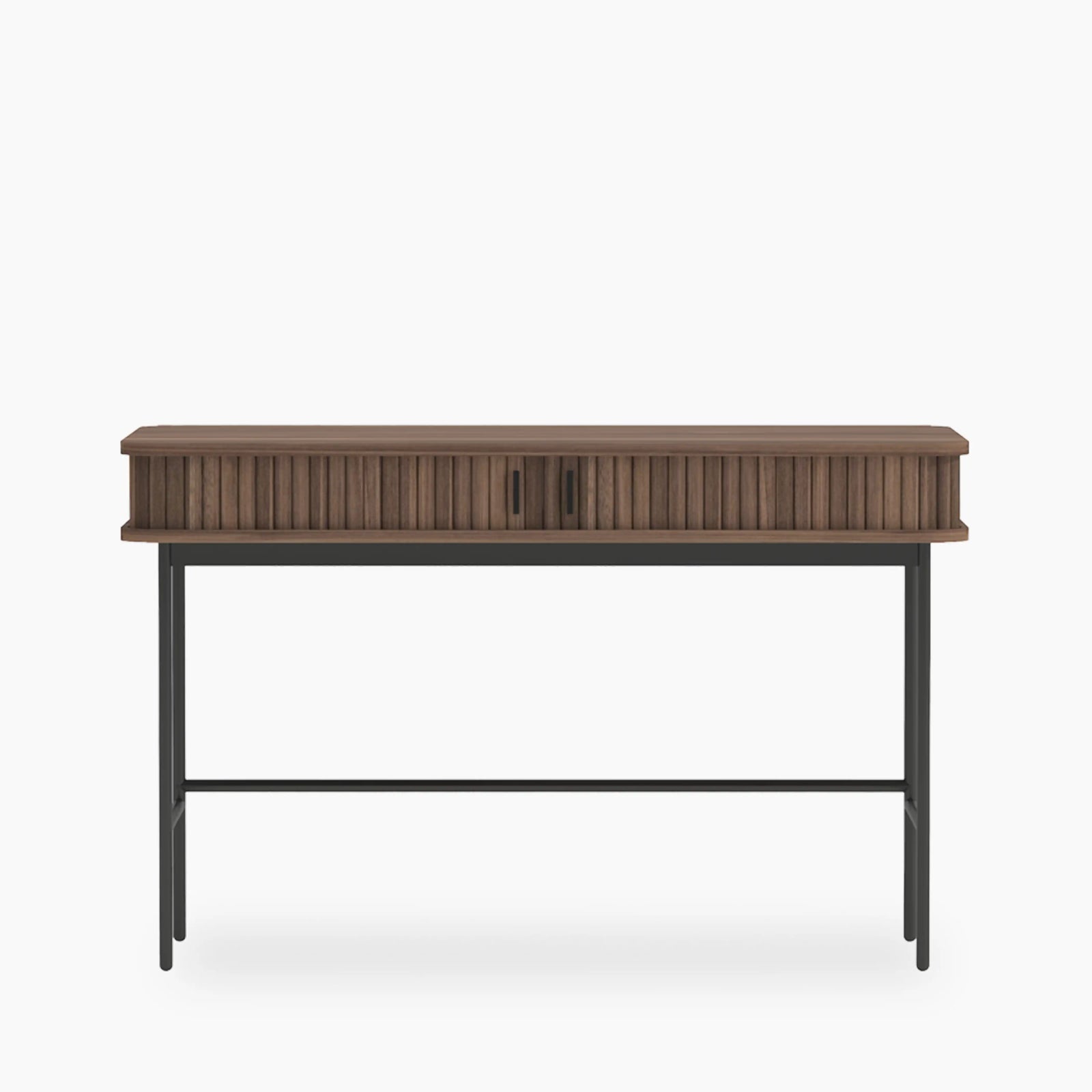 Mika Wooden 2 Drawer Desk | Walnut & Black