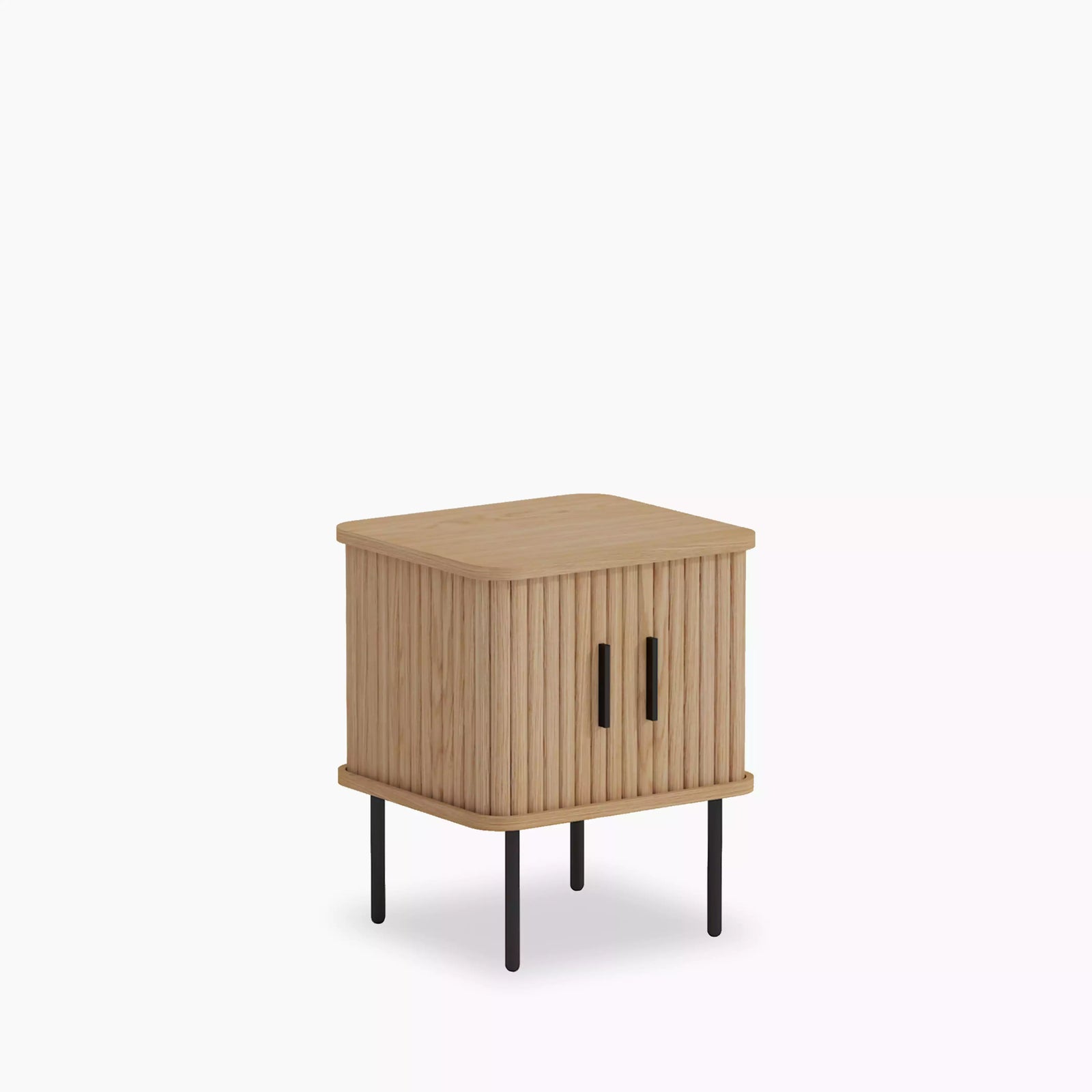 Mika Square Wooden 1 Drawer Bedside Table | Oak & Black