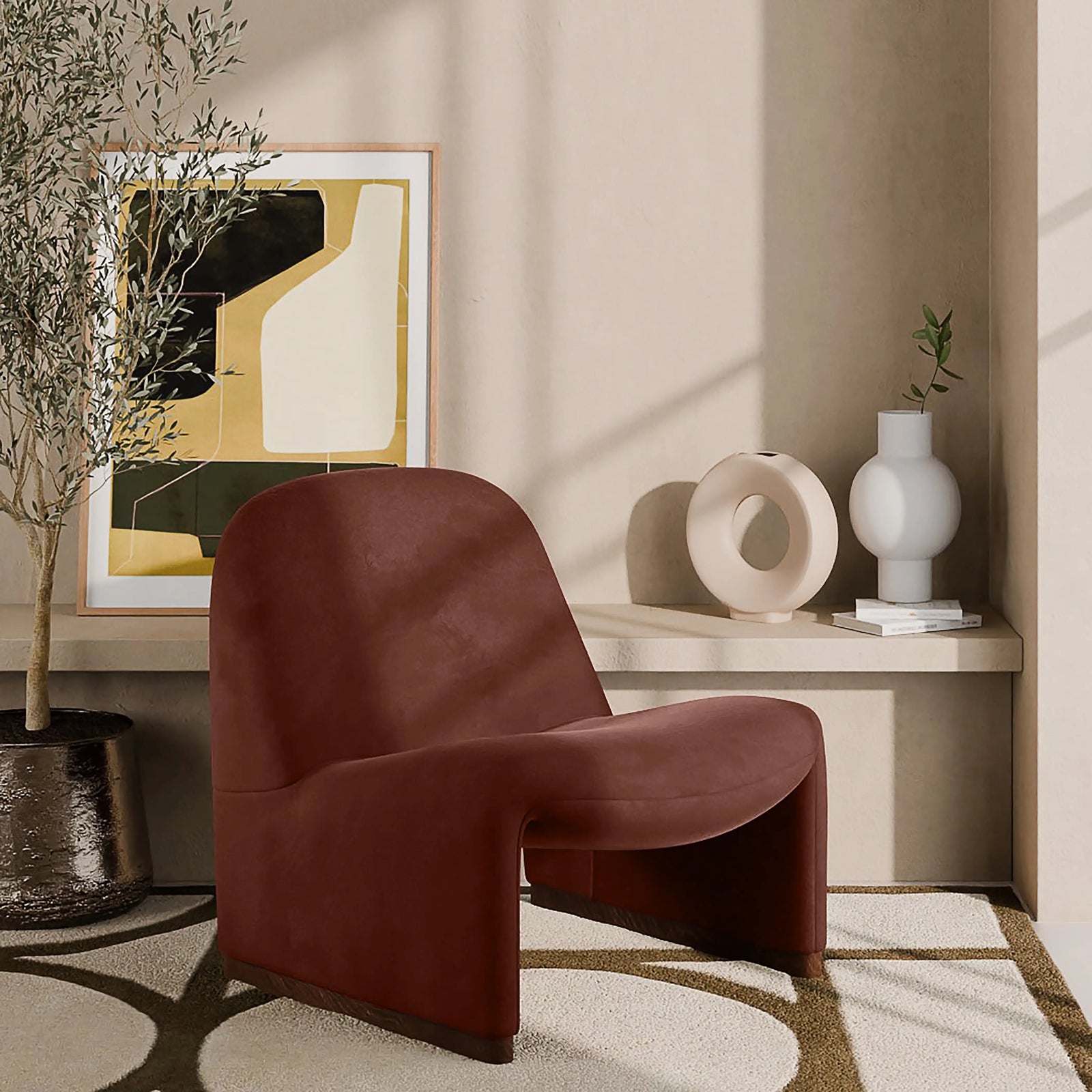 Arlet Accent Chair | Rust Sustainable Velvet & Walnut