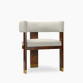 Perry Carver Dining Chair | Speckled Stone Sustainable Boucle & Walnut Burl Wood