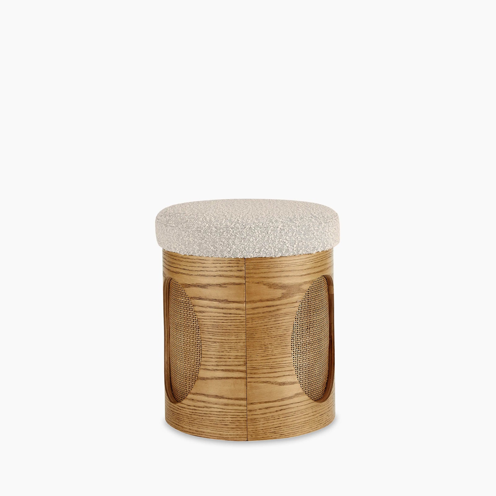 Elton Pouffe | Speckled Stone Sustainable Boucle & Oak