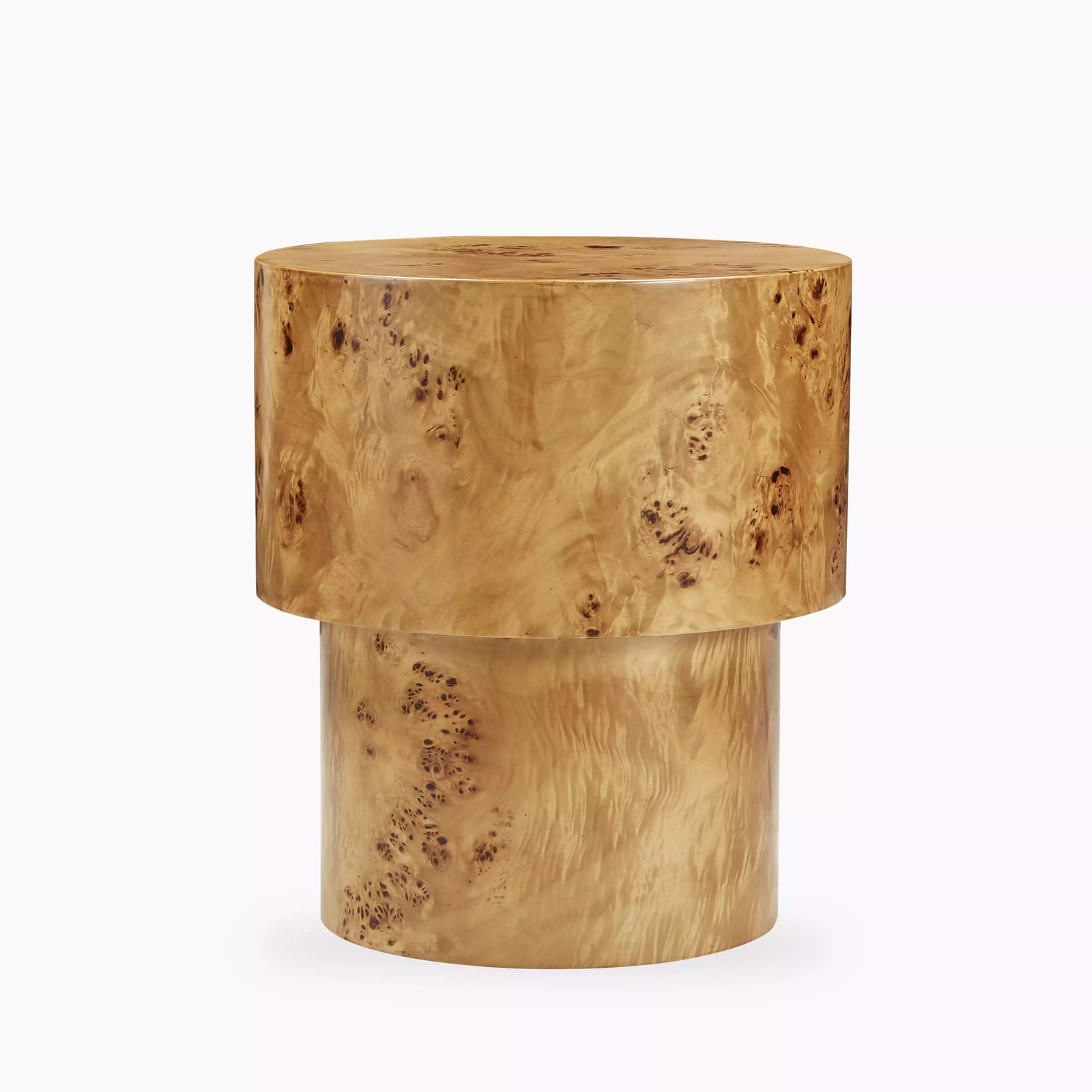 Dalton Round Wooden Side Table | Burl Wood