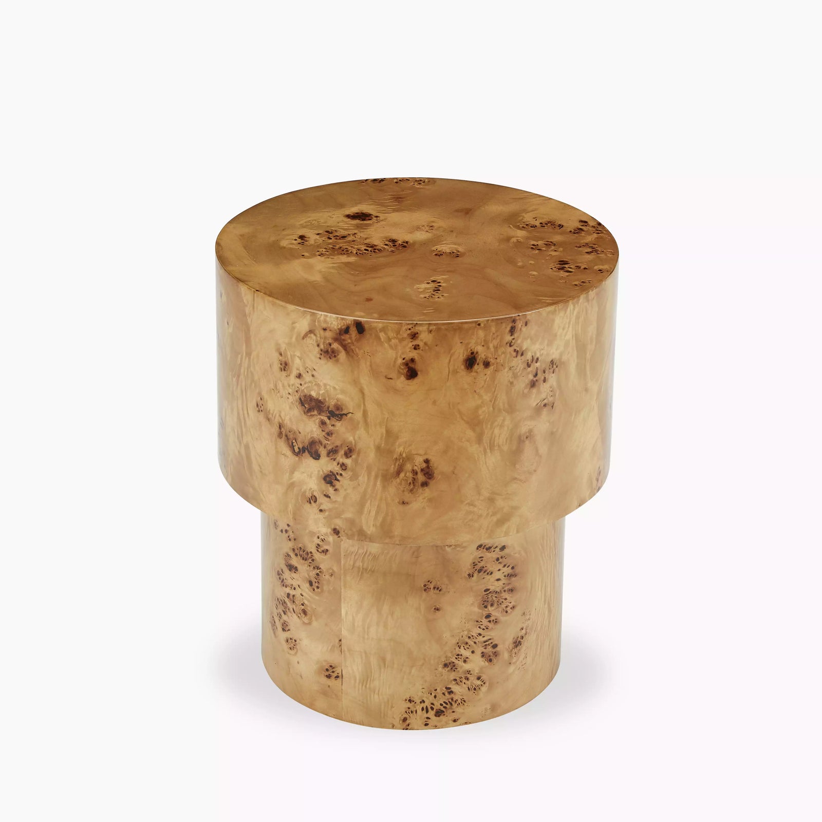 Dalton Round Wooden Side Table | Burl Wood