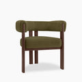 Cassius Carver Dining Chair | Moss Green Sustainable Mohair Velvet & Walnut