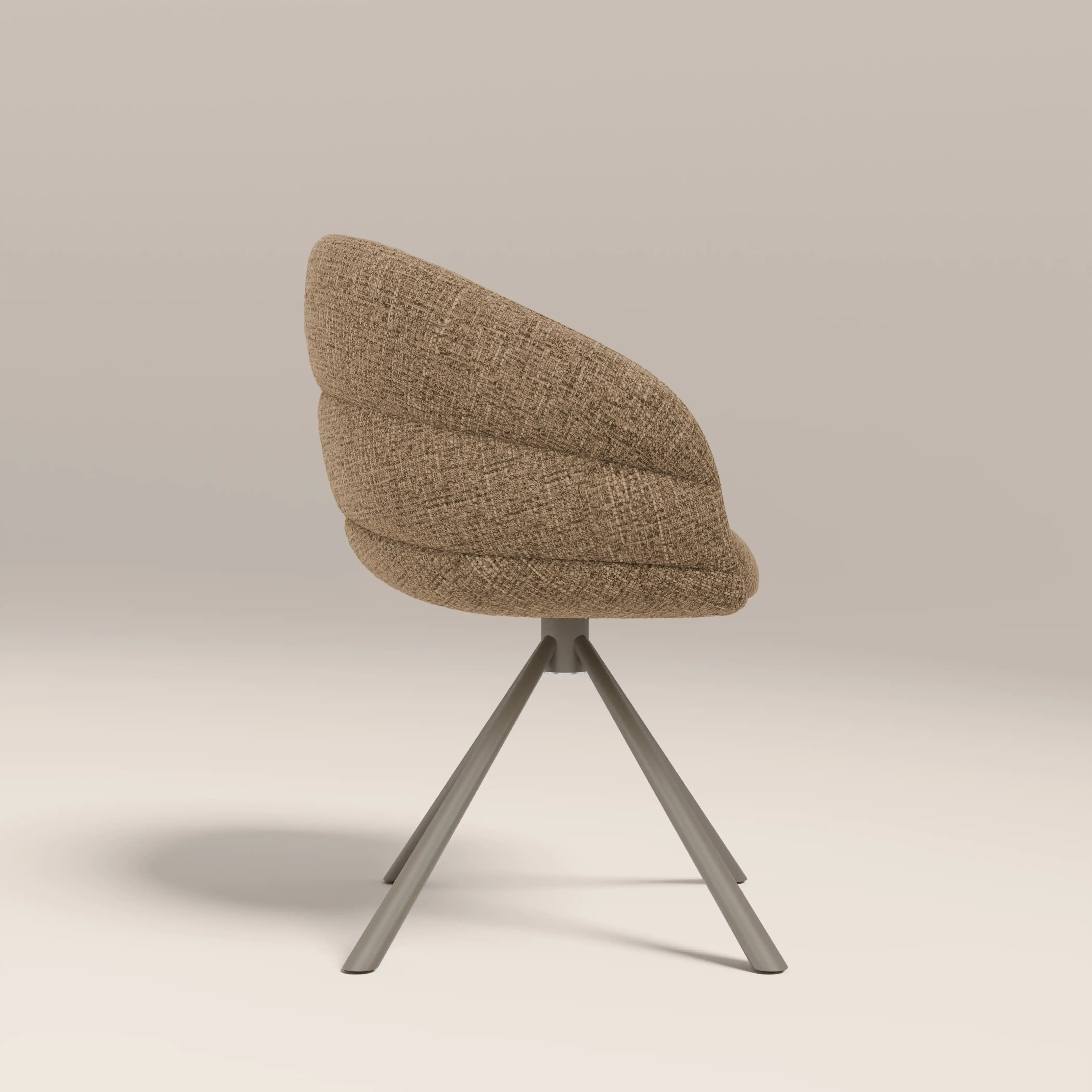Frankie Swivel Carver Dining Chair | Speckled Cappuccino Boucle & Latte