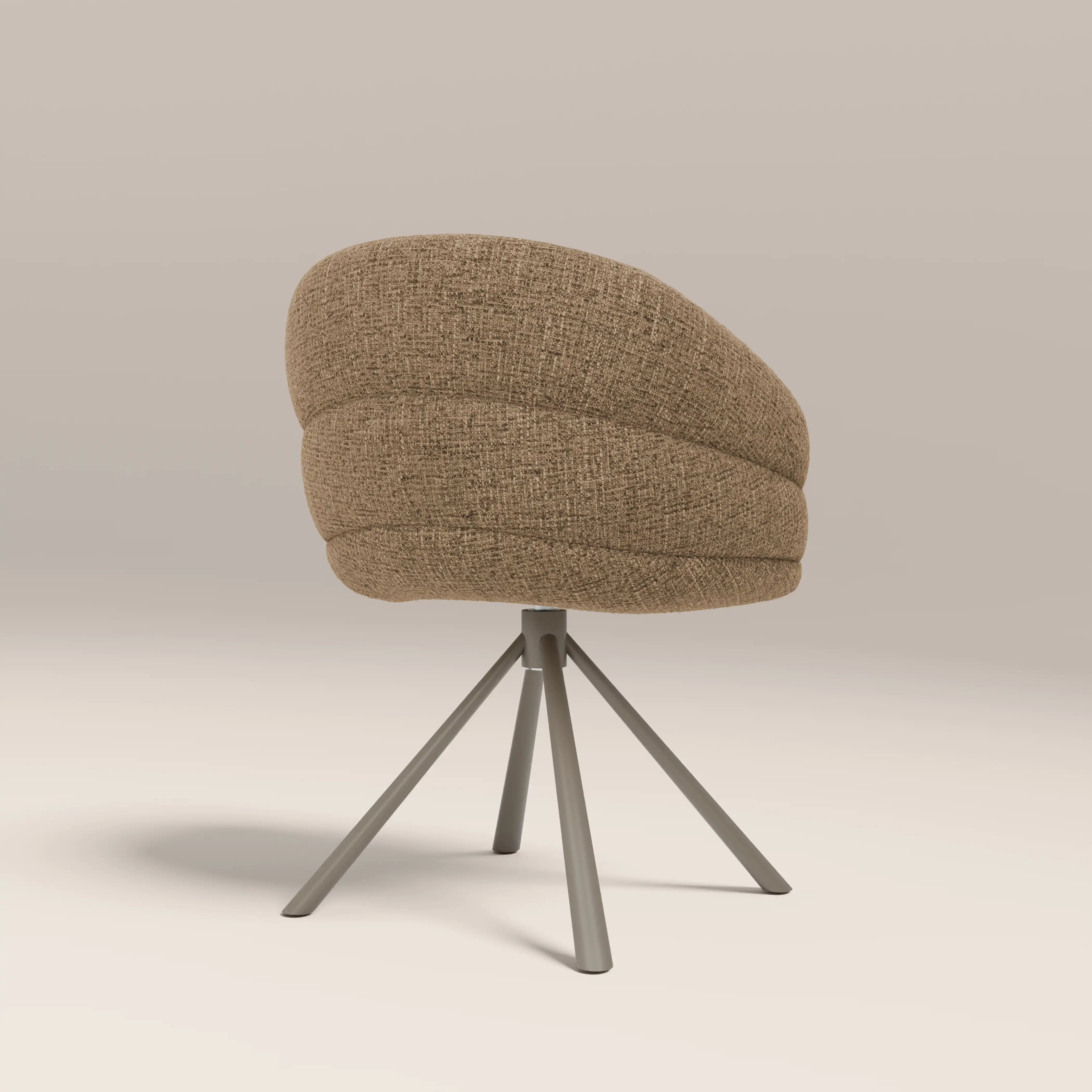Frankie Swivel Carver Dining Chair | Speckled Cappuccino Boucle & Latte