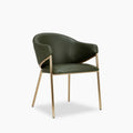Luca Carver Dining Chair | Vintage Green Faux Leather & Brass
