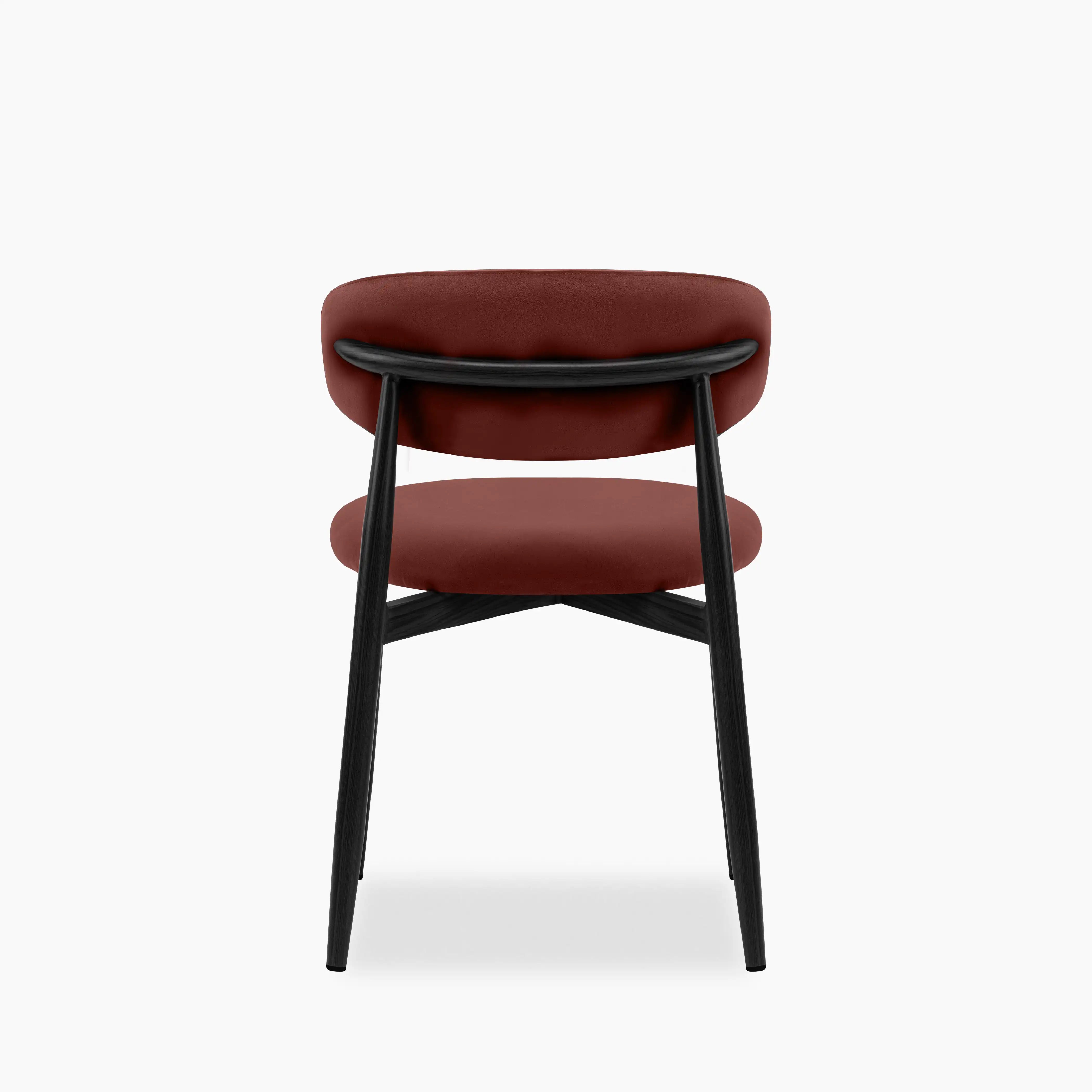 Halston Dining Chair | Rust Red Sustainable Velvet & Black