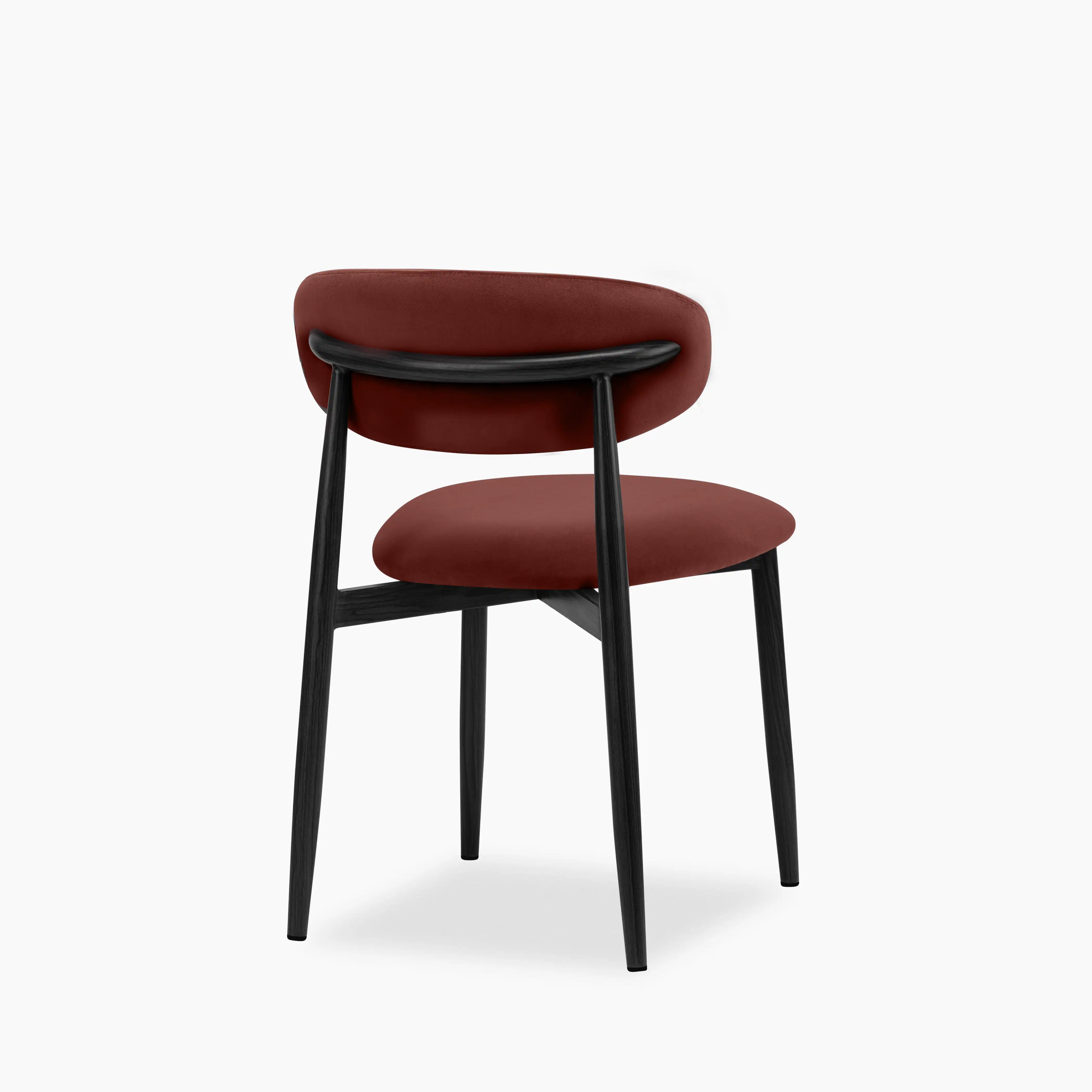 Halston Dining Chair | Rust Red Sustainable Velvet & Black