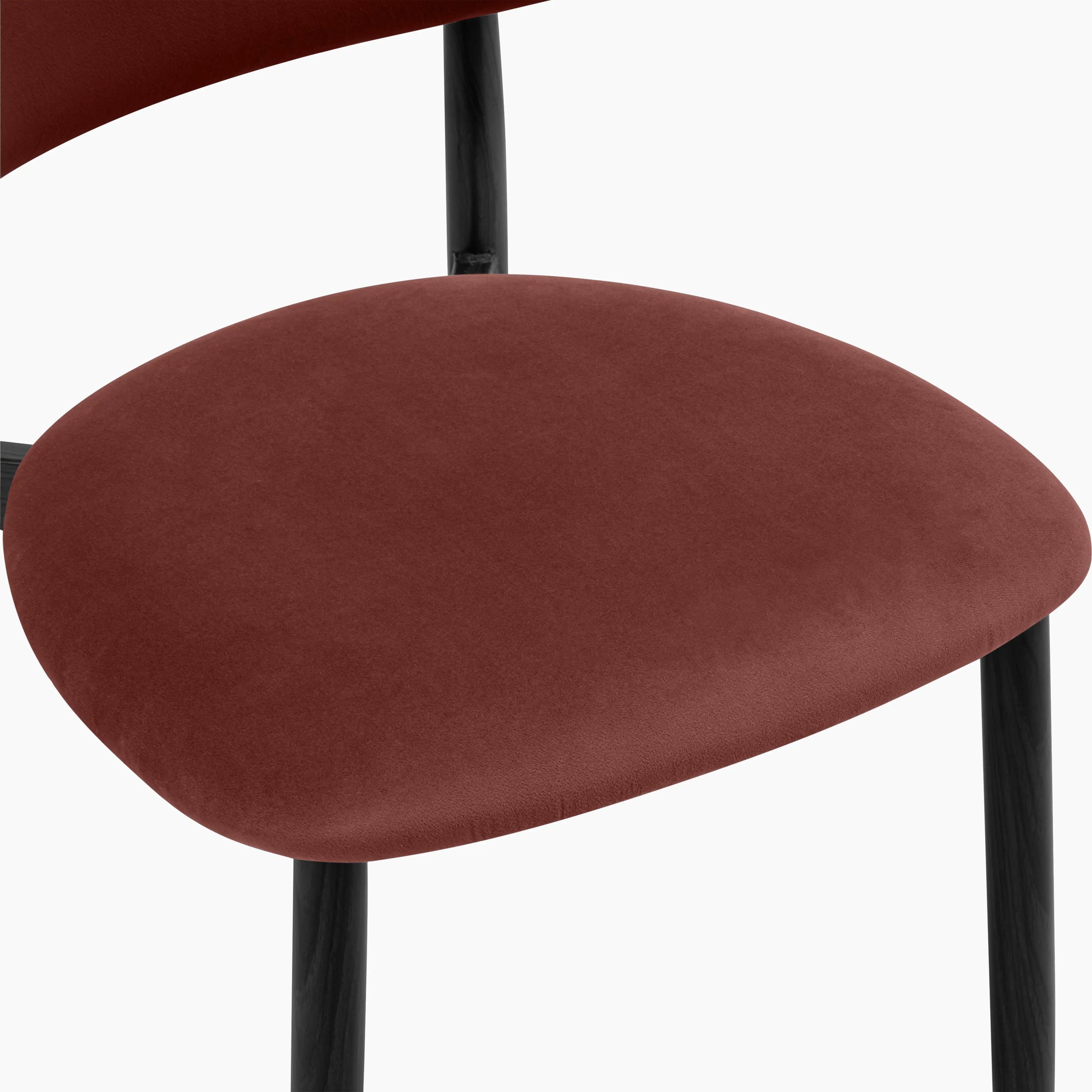 Halston Dining Chair | Rust Red Sustainable Velvet & Black