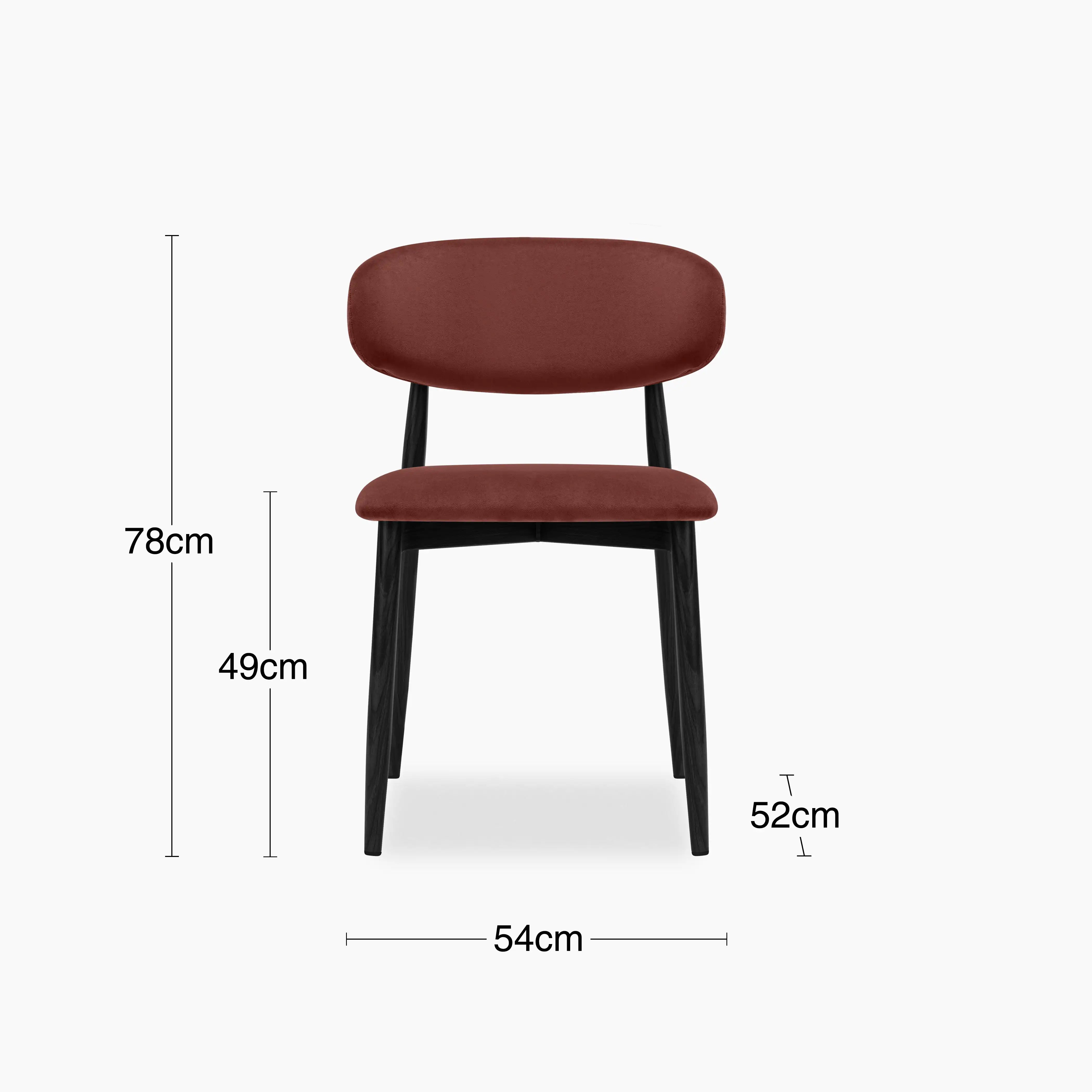 Halston Dining Chair | Rust Red Sustainable Velvet & Black