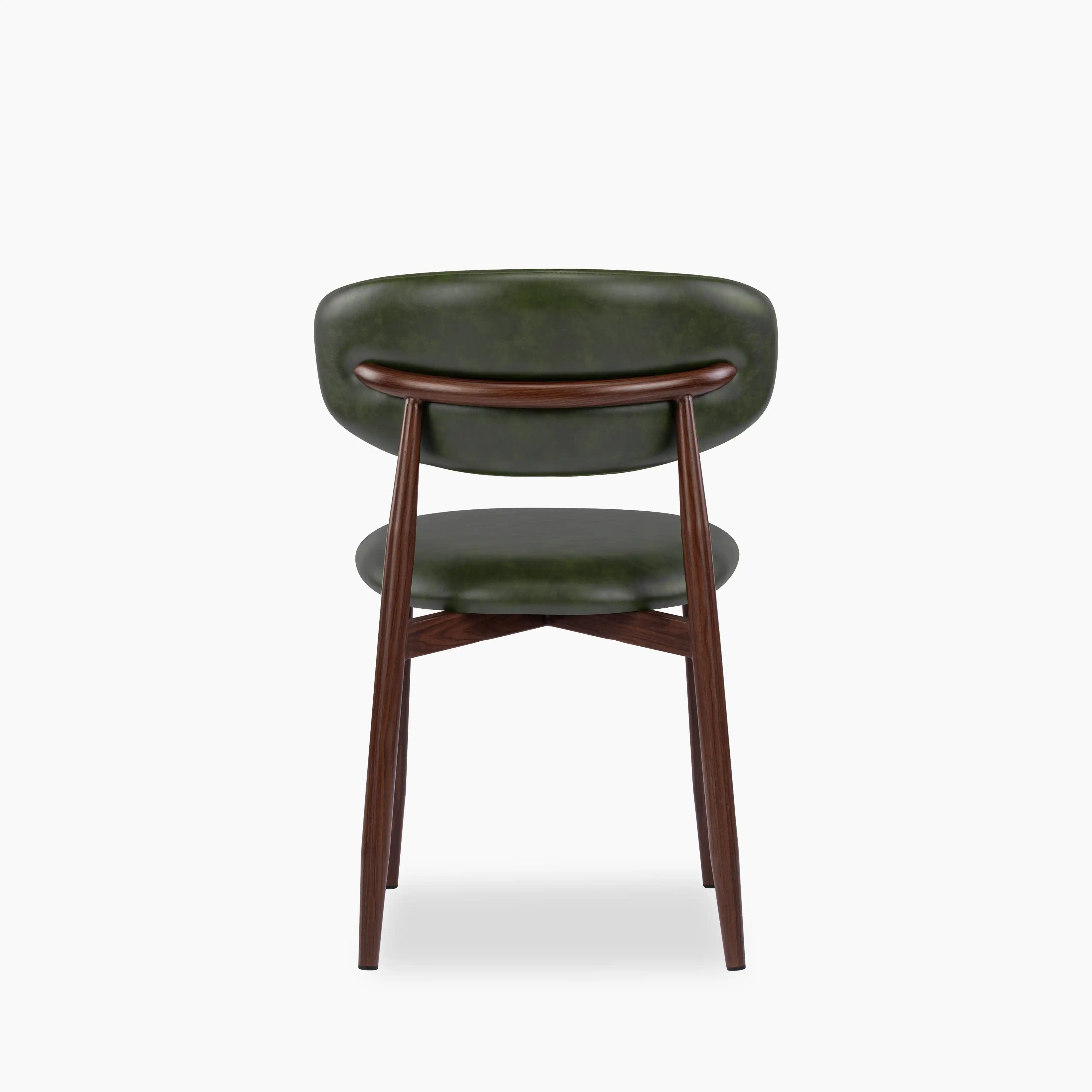 Halston Dining Chair | Vintage Green Faux Leather & Walnut