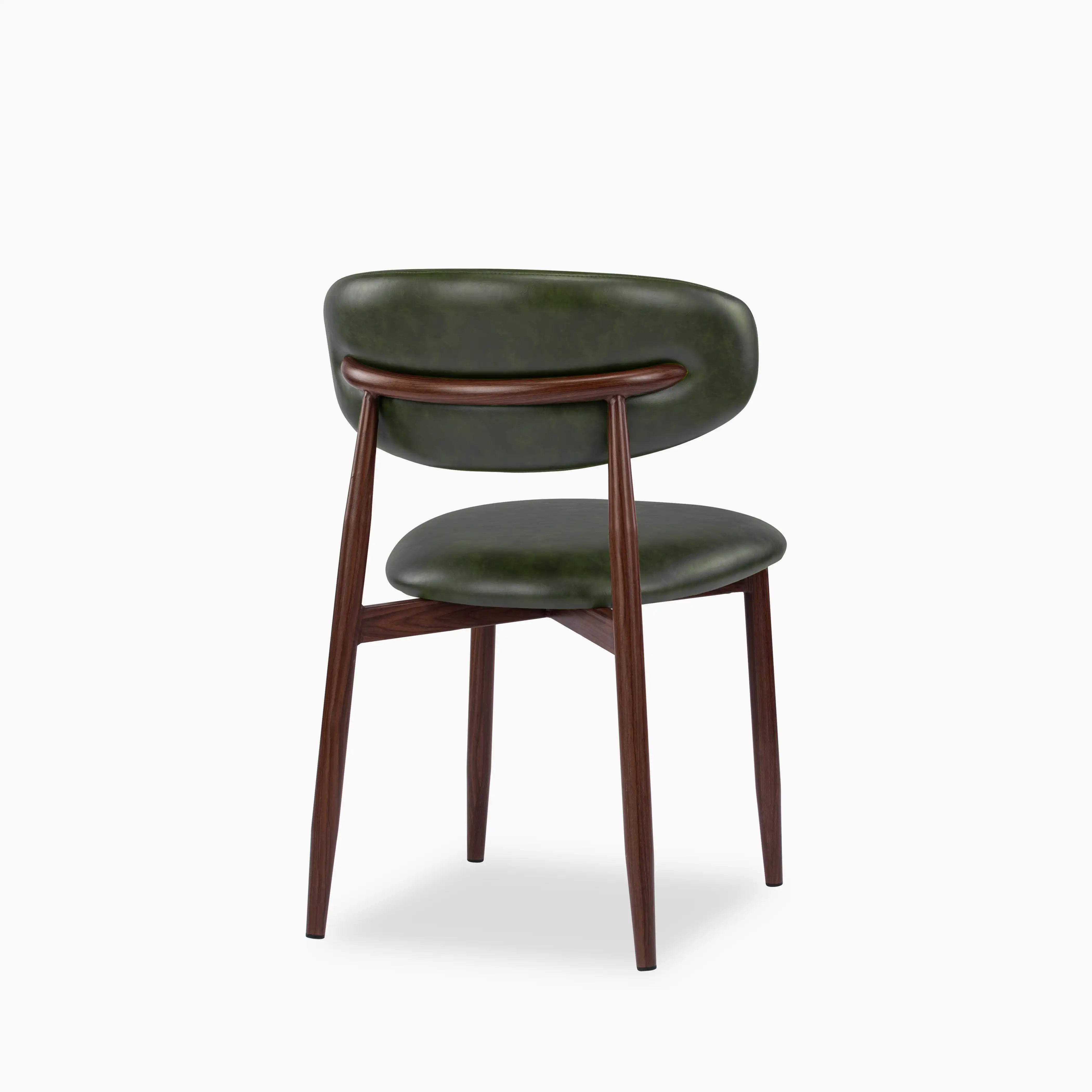 Halston Dining Chair | Vintage Green Faux Leather & Walnut