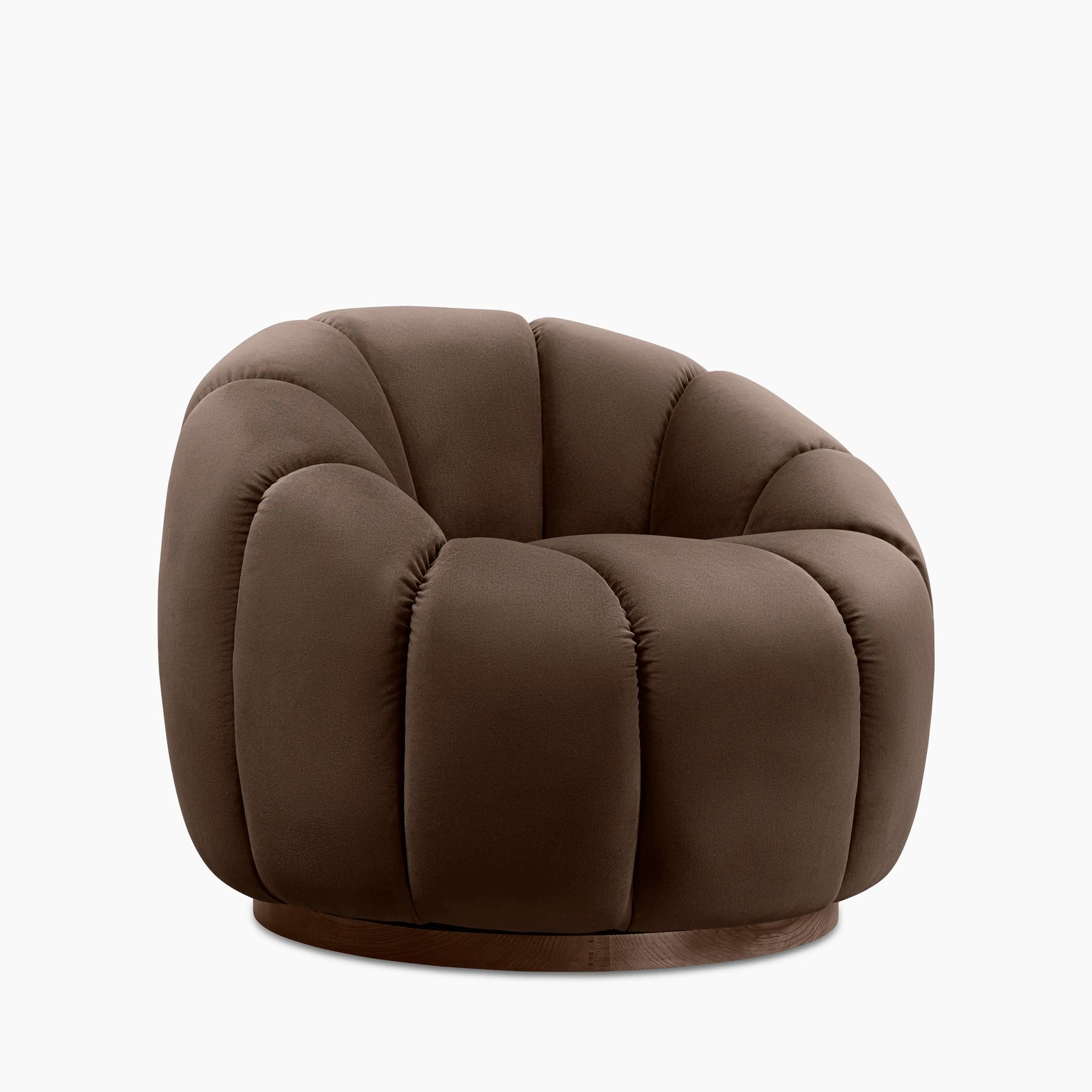 Ivy Swivel Armchair | Mocha Brown Velvet & Walnut