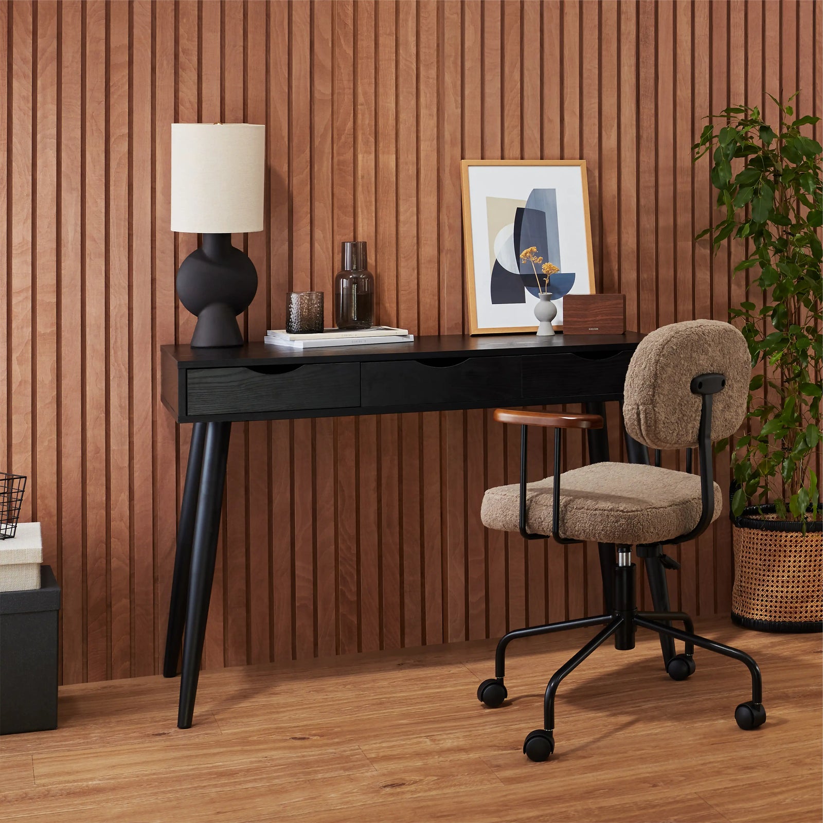 Neptun Wooden 3 Drawer Office Desk | Black