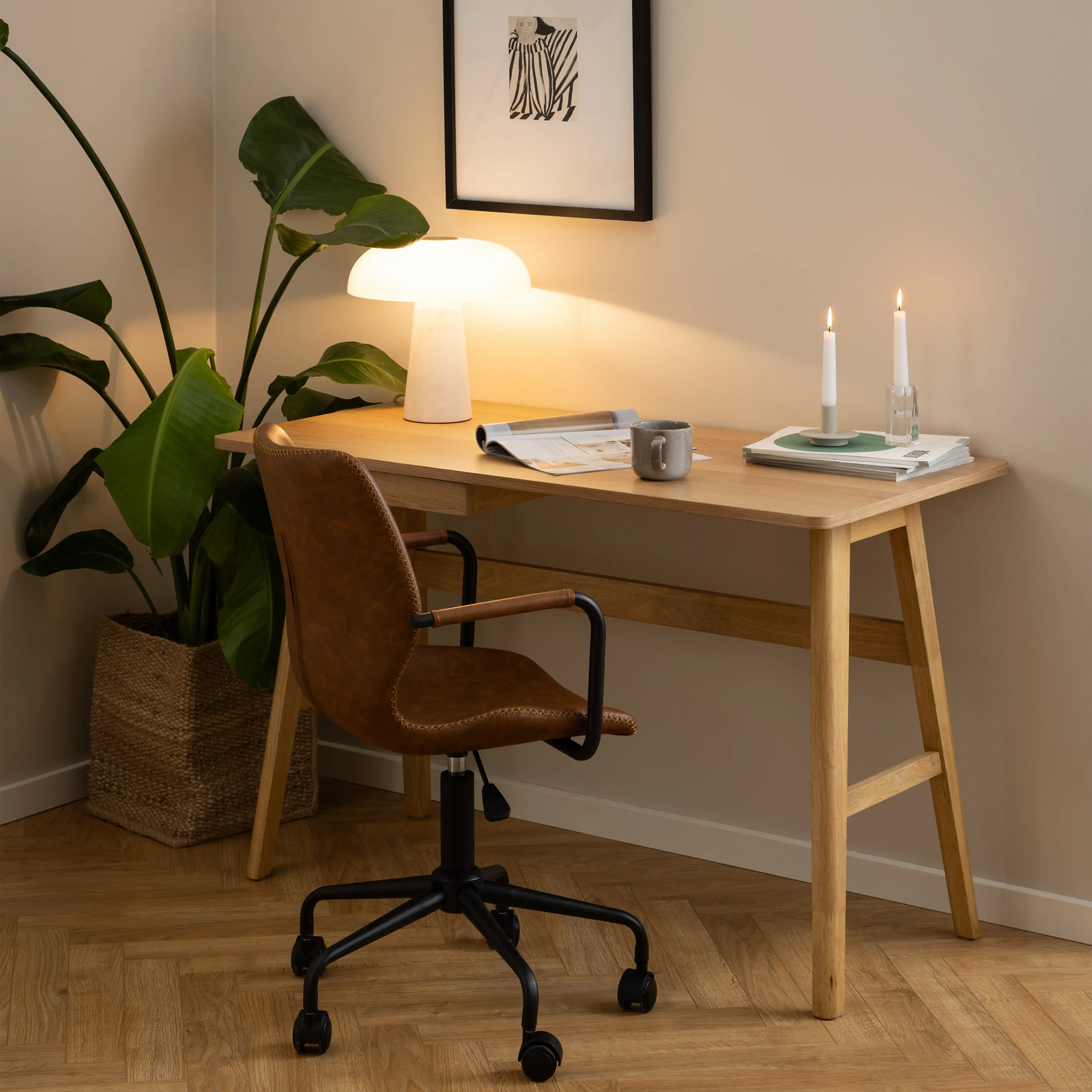 Barnett Wooden 1 Drawer Desk | Oak