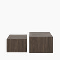 Dice Set Of 2 Square Wooden Coffee Tables | Smoked Walnut