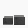 Dice Set Of 2 Square Wooden Coffee Tables | Black Stone