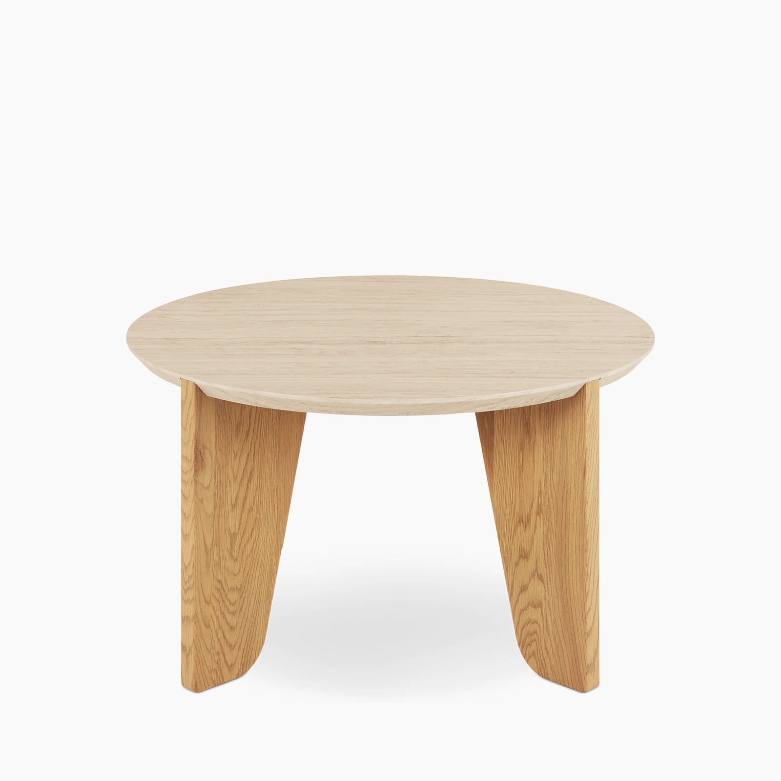 Dockland Round Wooden Coffee Table | Natural Travertine Effect & Oak