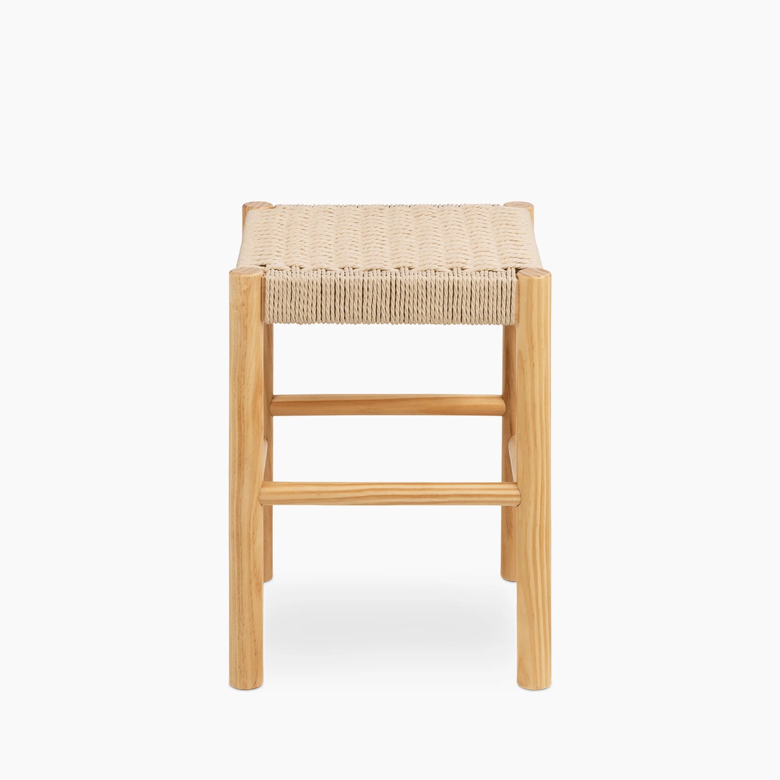 Alvin Wooden Low Stool | Natural Weave & Oak