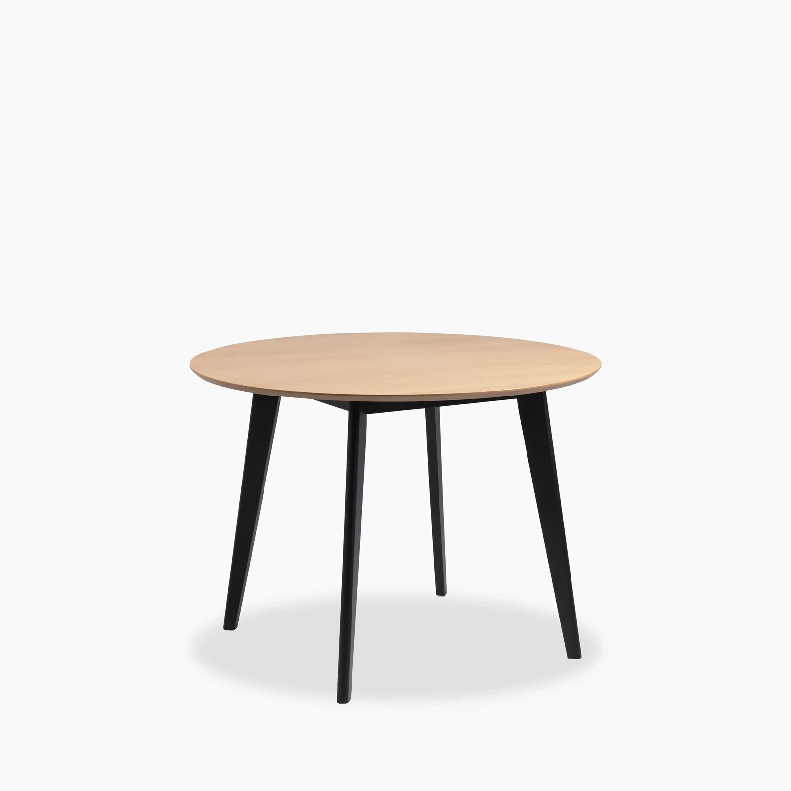 Roxby 4 Seat Round Wooden Dining Table | Oak & Black