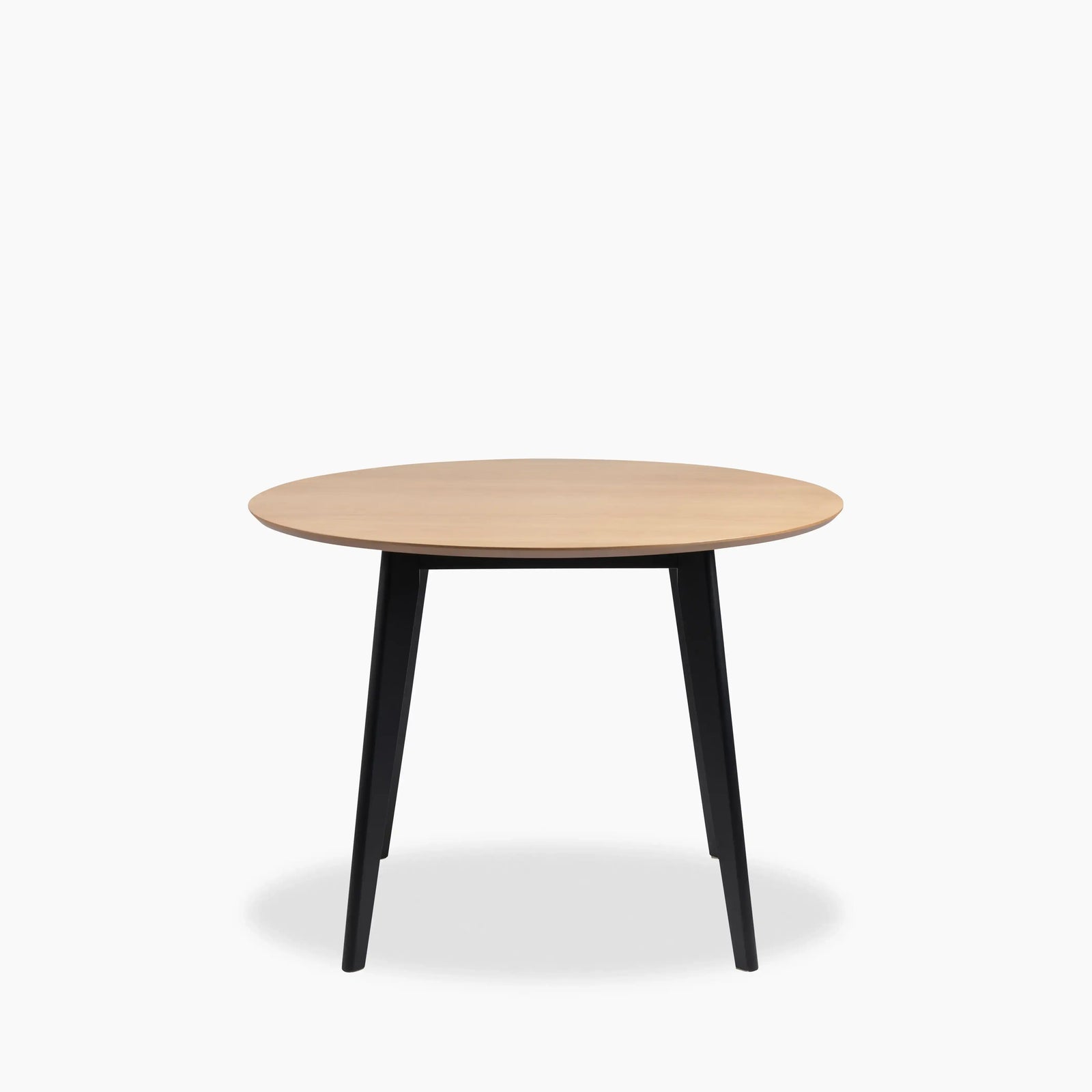 Roxby 4 Seat Round Wooden Dining Table | Oak & Black