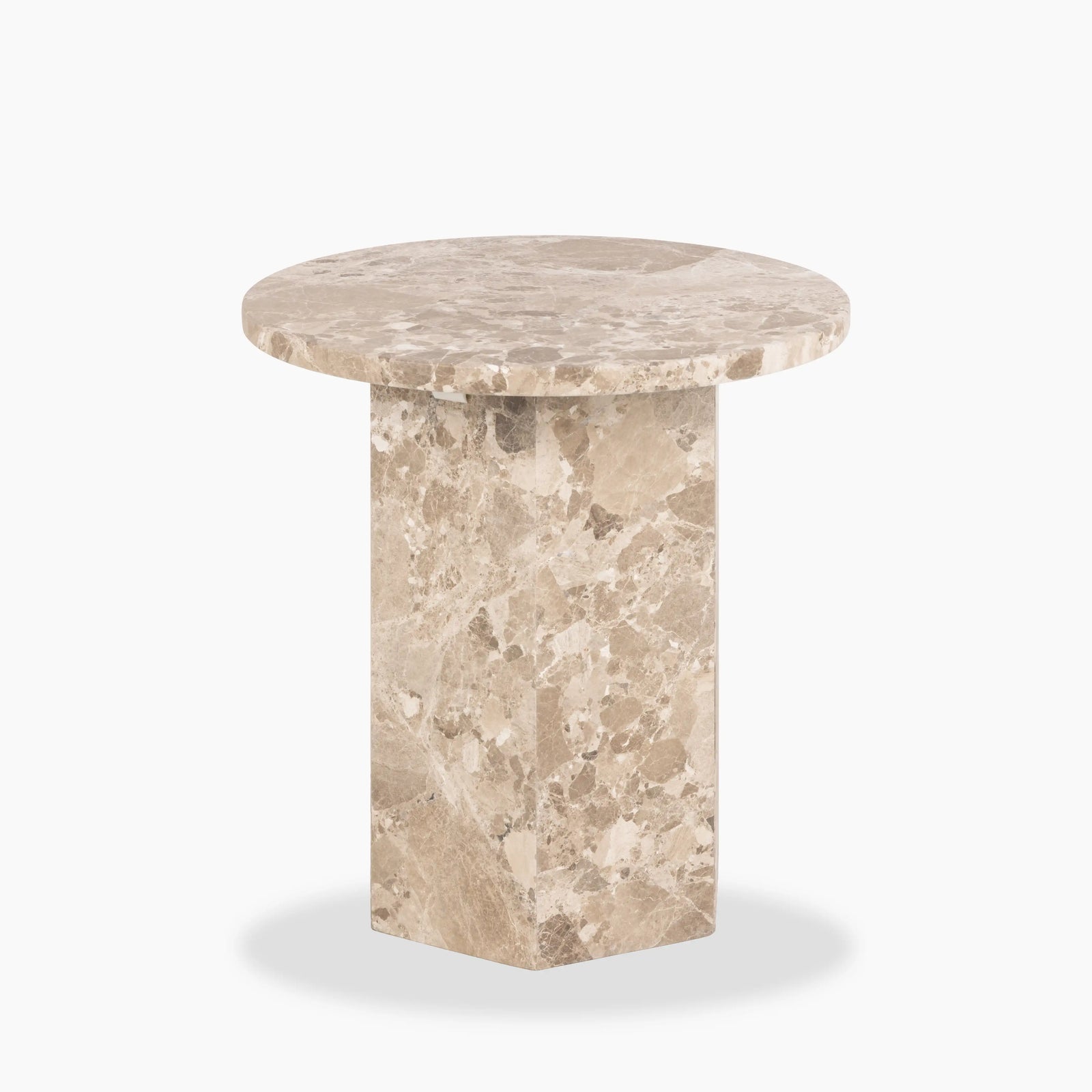 Naxos Round Side Table | Latte Marble