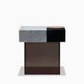 Atmos Square Side Table | Mixed Marble & Brown Arcylic