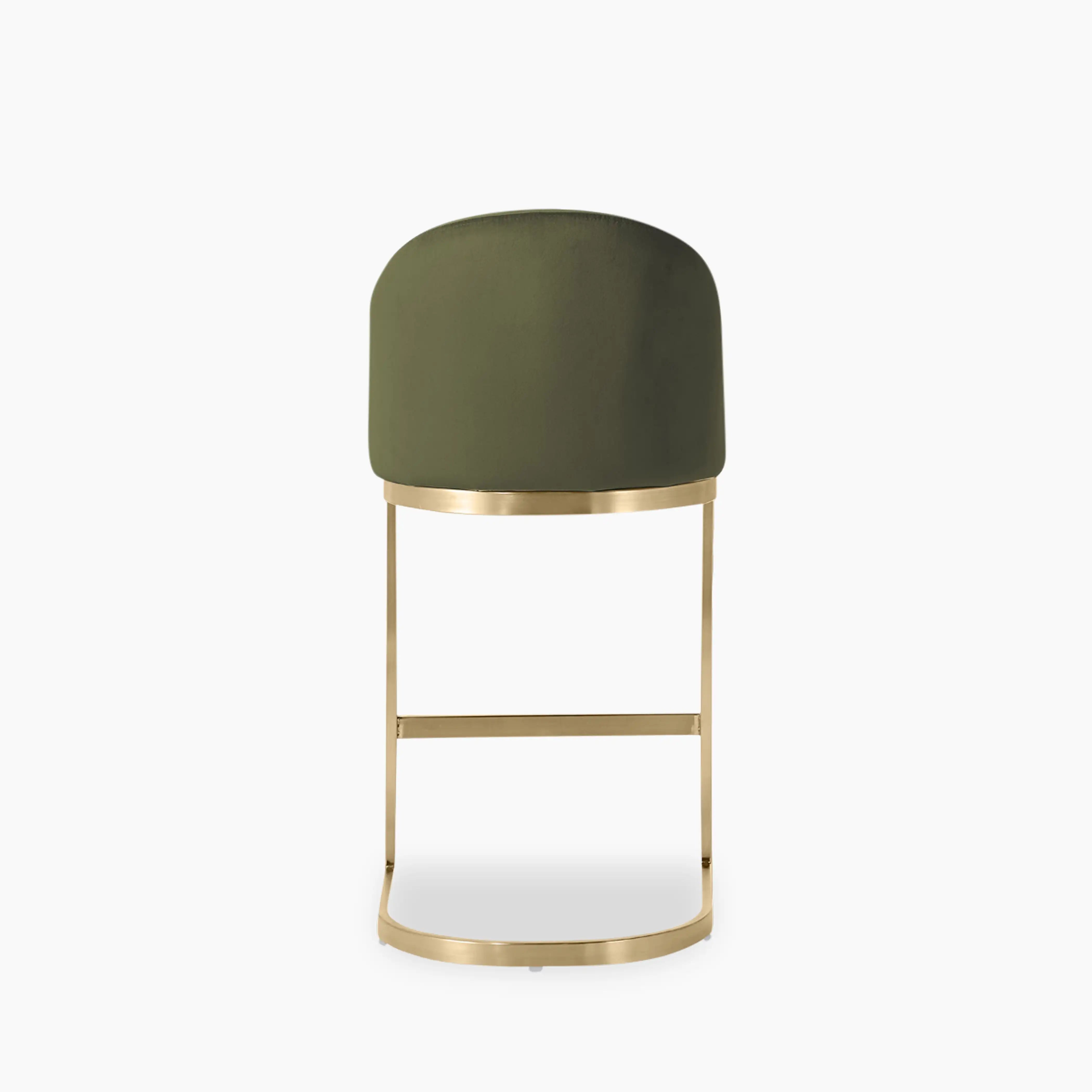 Matteo Kitchen Stool with Backrest | Olive Green Sustainable Velvet