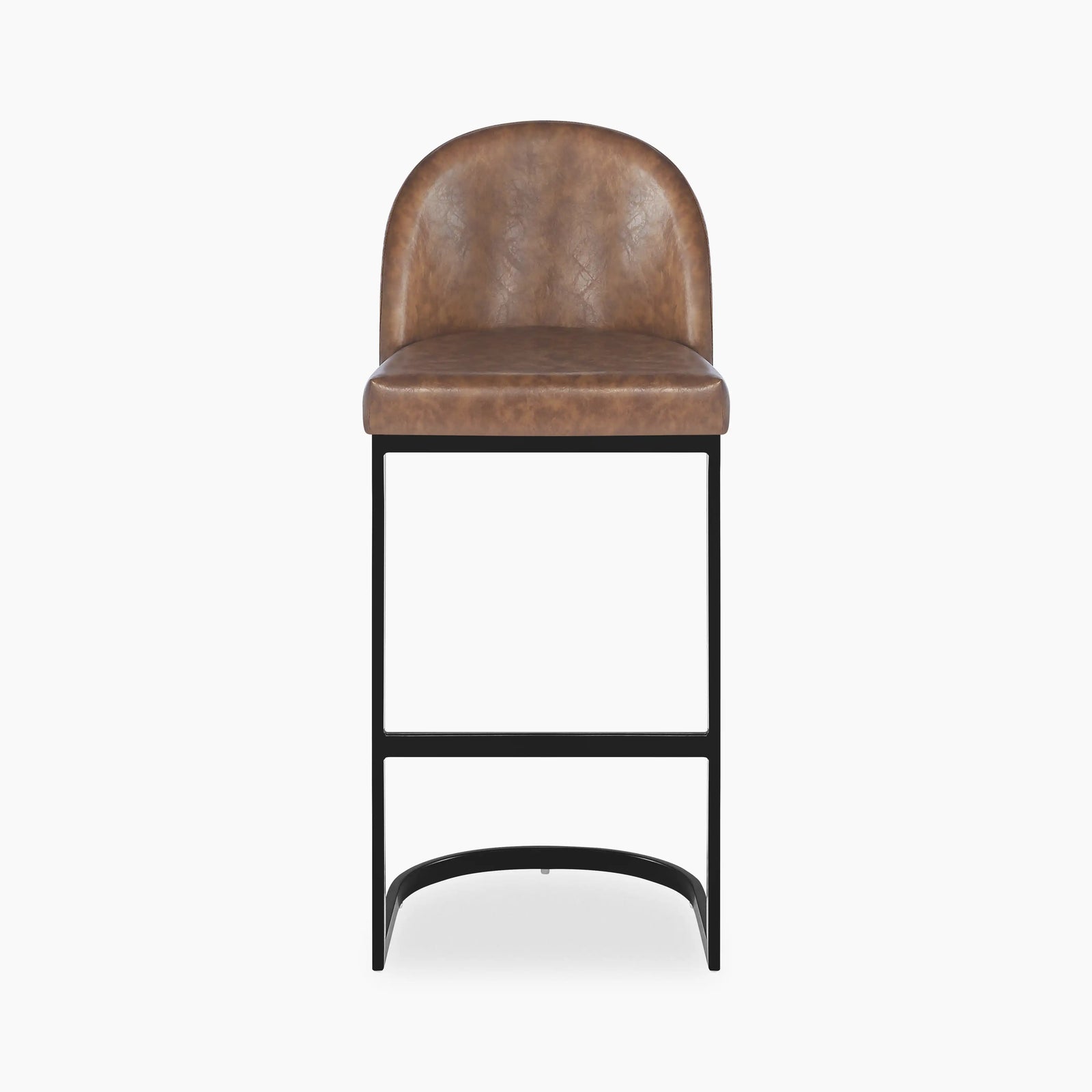 Matteo Bar Stool with Backrest | Vintage Tan Faux Leather
