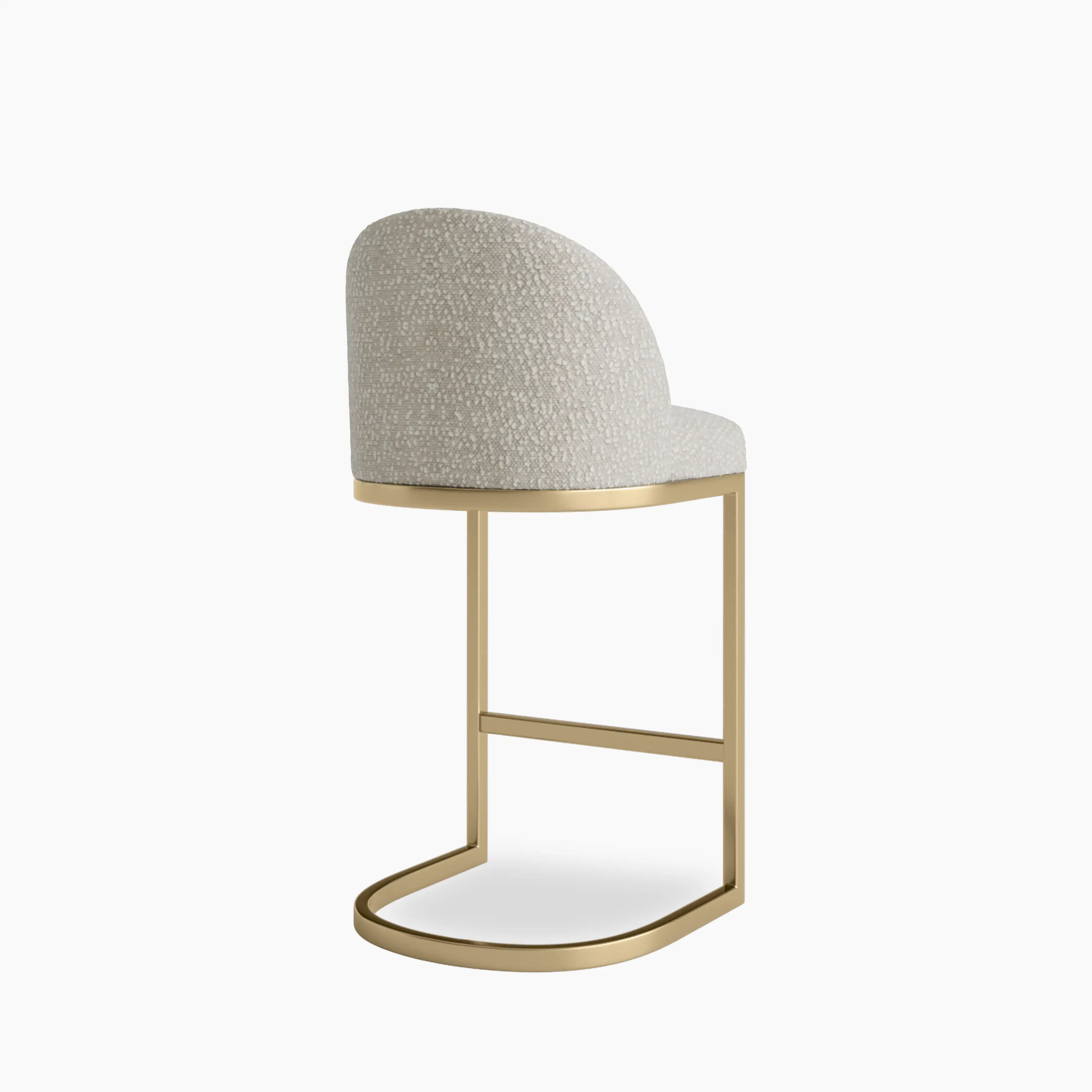 Matteo Kitchen Stool with Backrest | Speckled Stone Sustainable Boucle