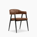 Presley Carver Dining Chair | Vintage Tan Faux Leather & Black