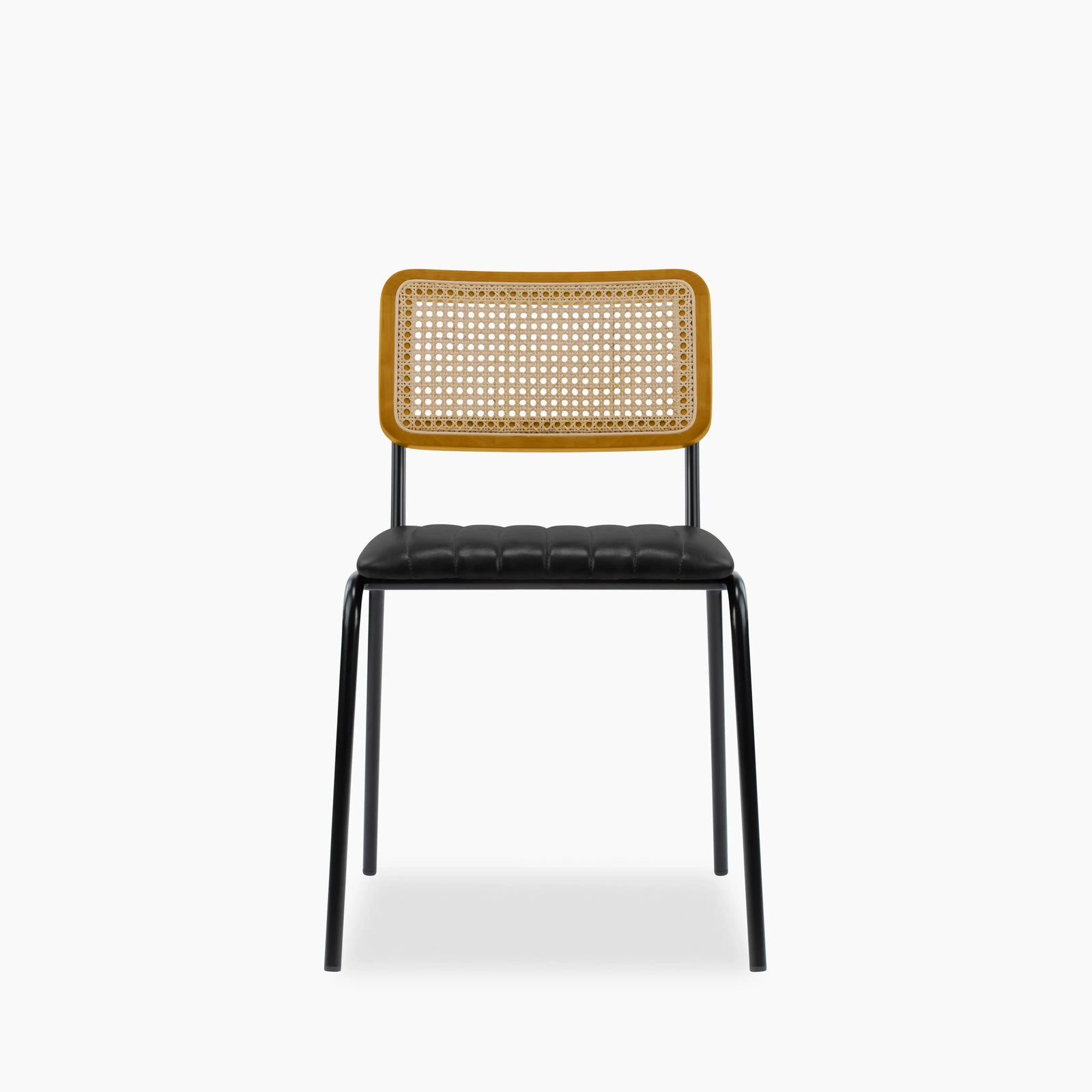 Willis Stackable Dining Chair | Vintage Black Faux Leather & Black