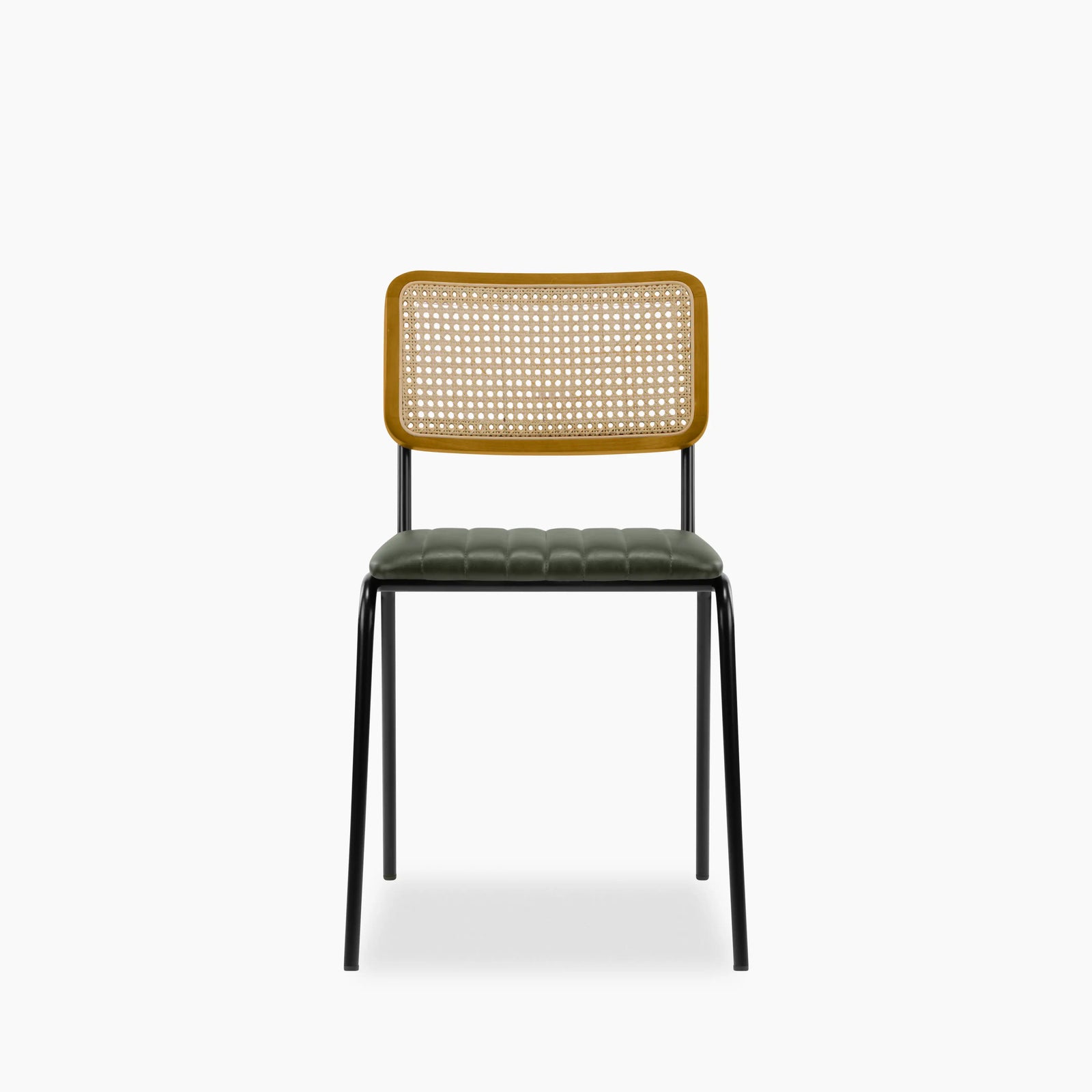 Willis Stackable Dining Chair | Vintage Green Faux Leather & Black