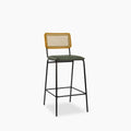 Willis Bar Stool | Vintage Green Faux Leather & Black