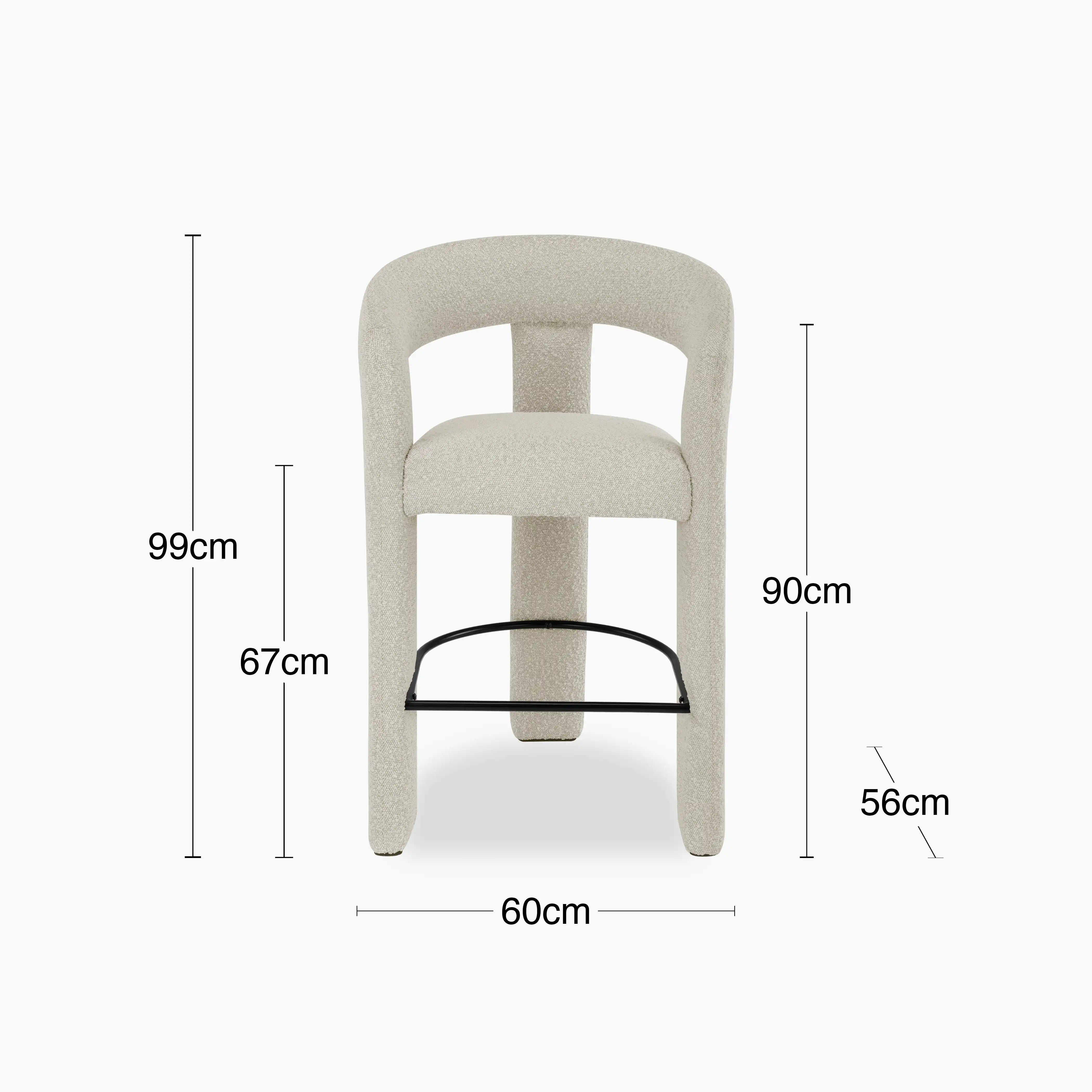 Bellamy Kitchen Stool | Speckled Stone Sustainable Boucle