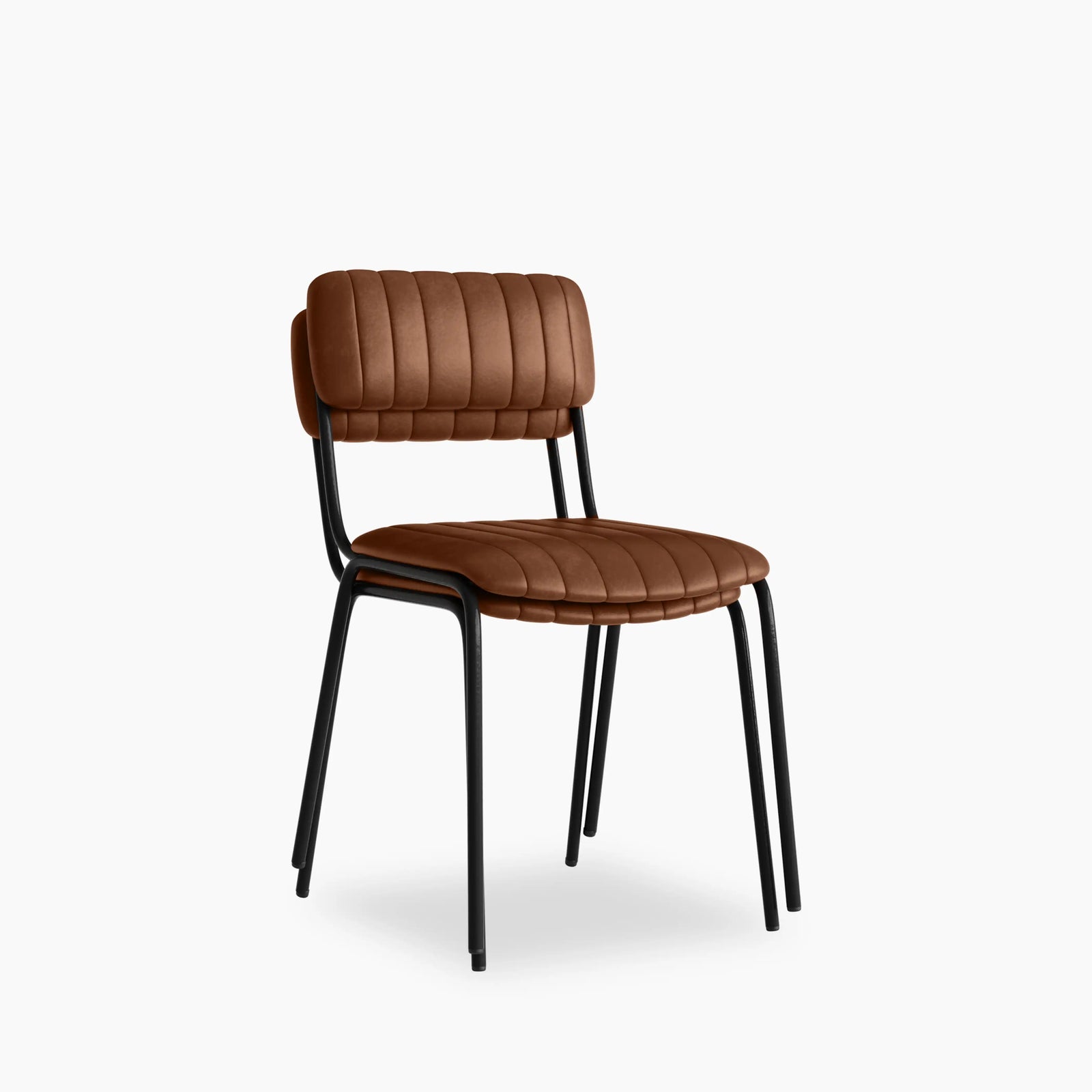 Weston Stackable Dining Chair | Vintage Tan Faux Leather & Black