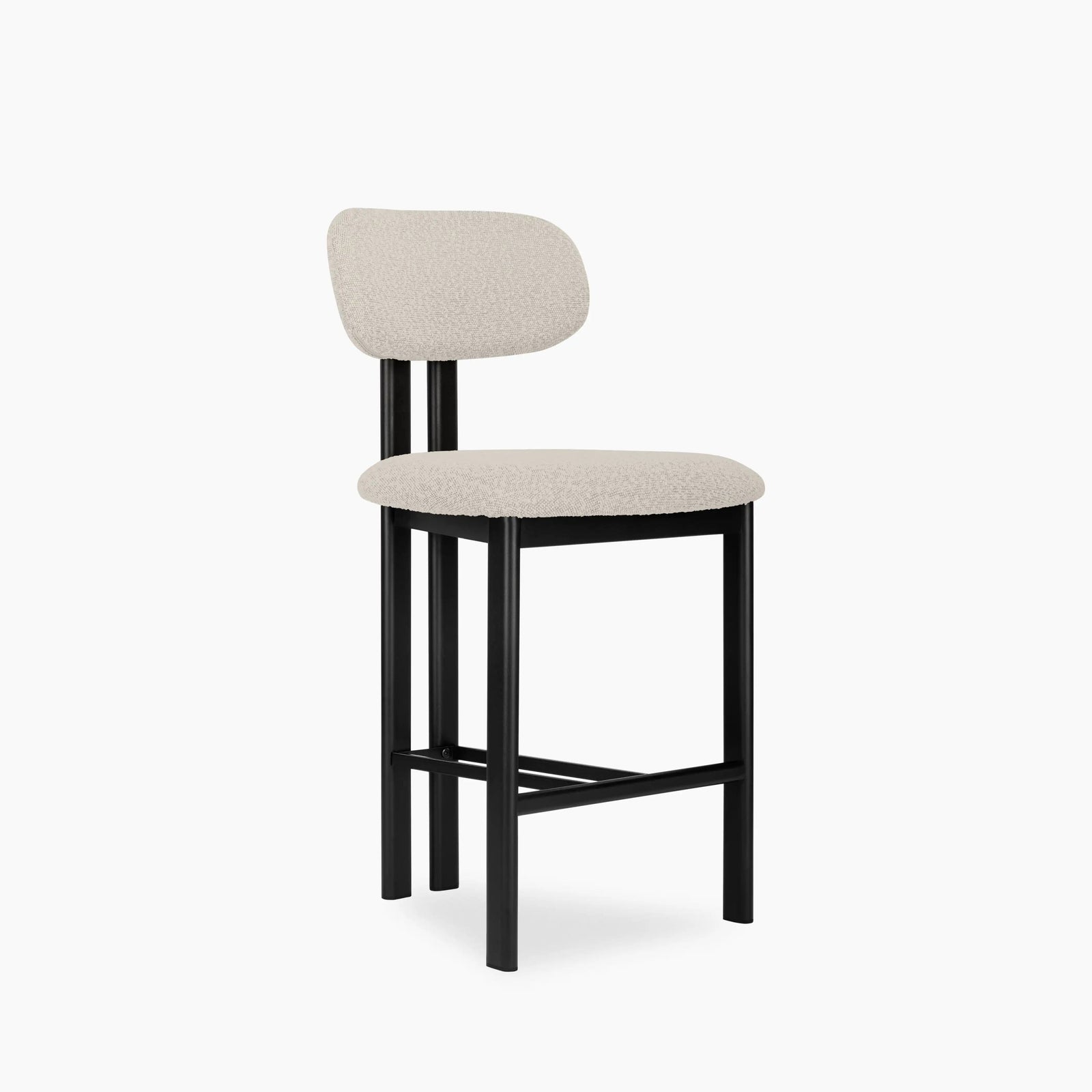 Arbor Kitchen Stool | Speckled Stone Sustainable Boucle & Black
