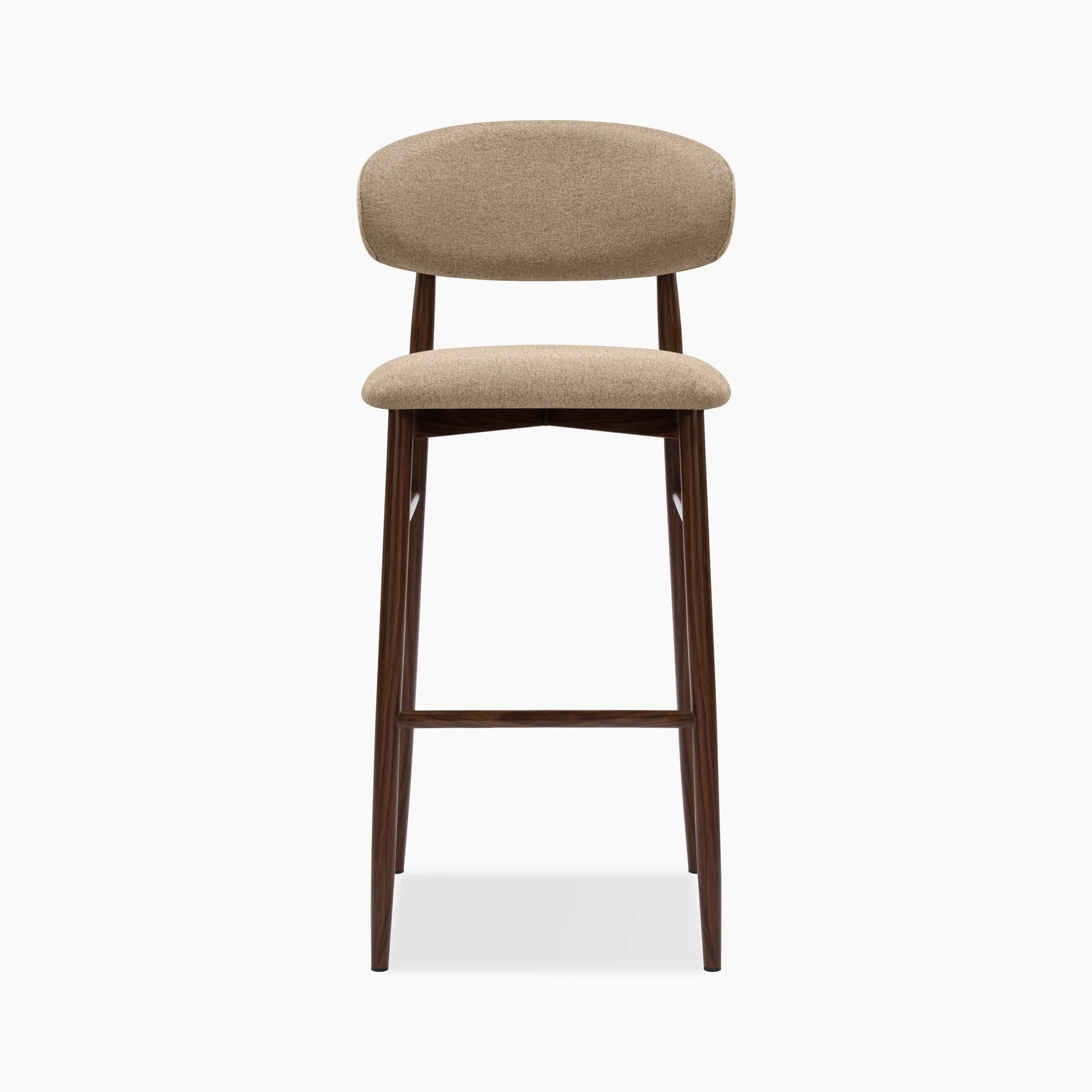 Halston Bar Stool | Latte Sustainable Fabric & Walnut