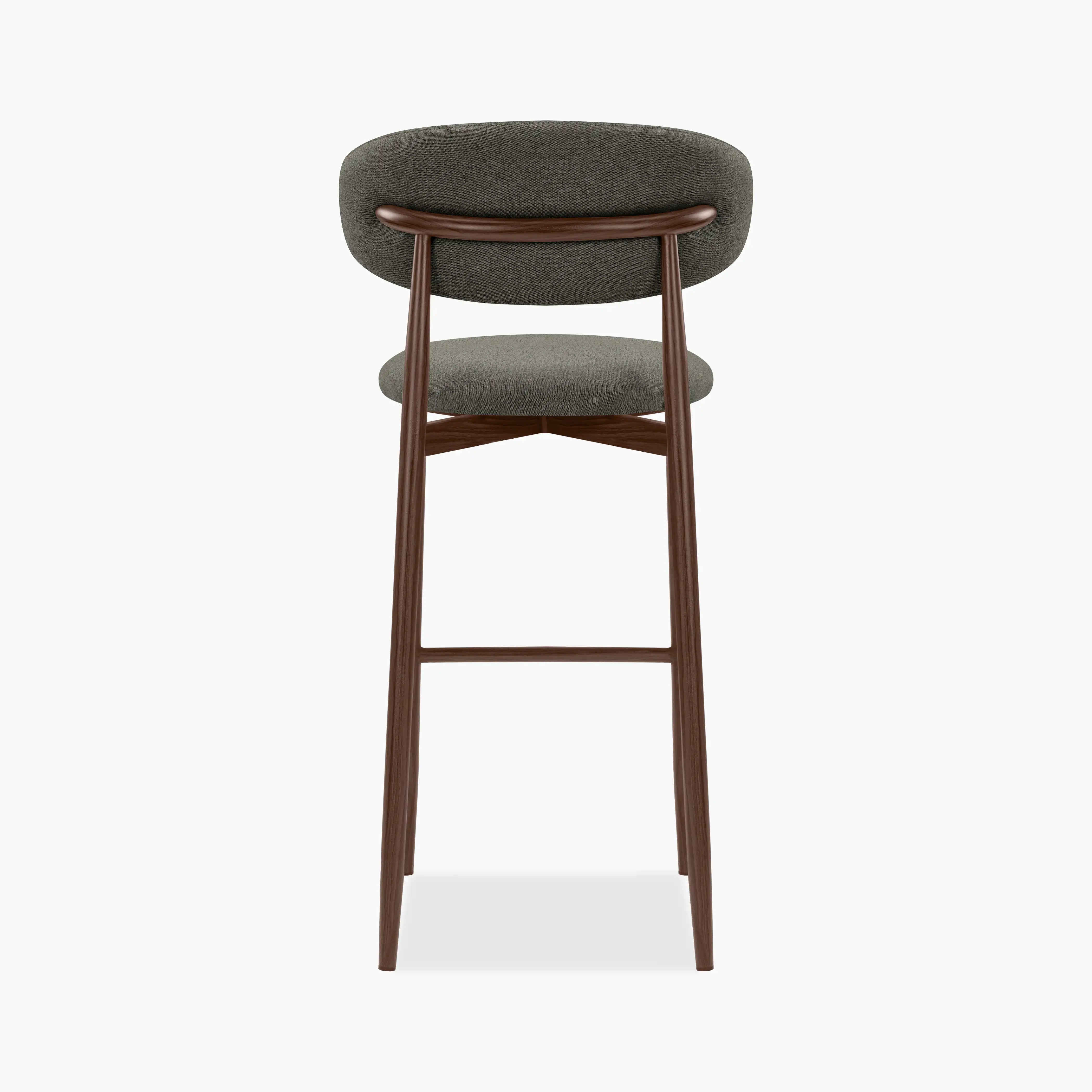Halston Bar Stool | Speckled Grey Sustainable Fabric & Walnut