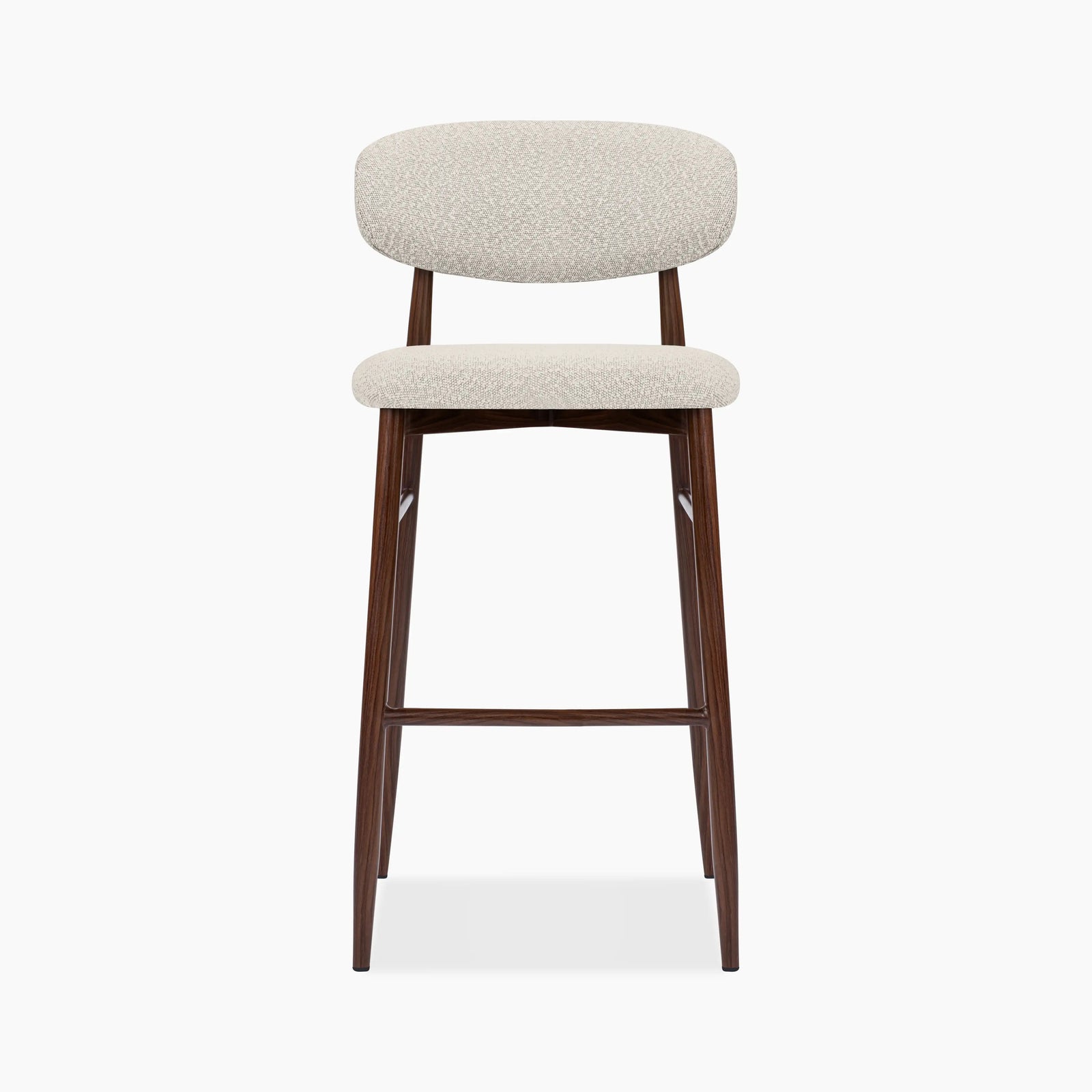 Halston Bar Stool | Speckled Stone Sustainable Boucle & Walnut