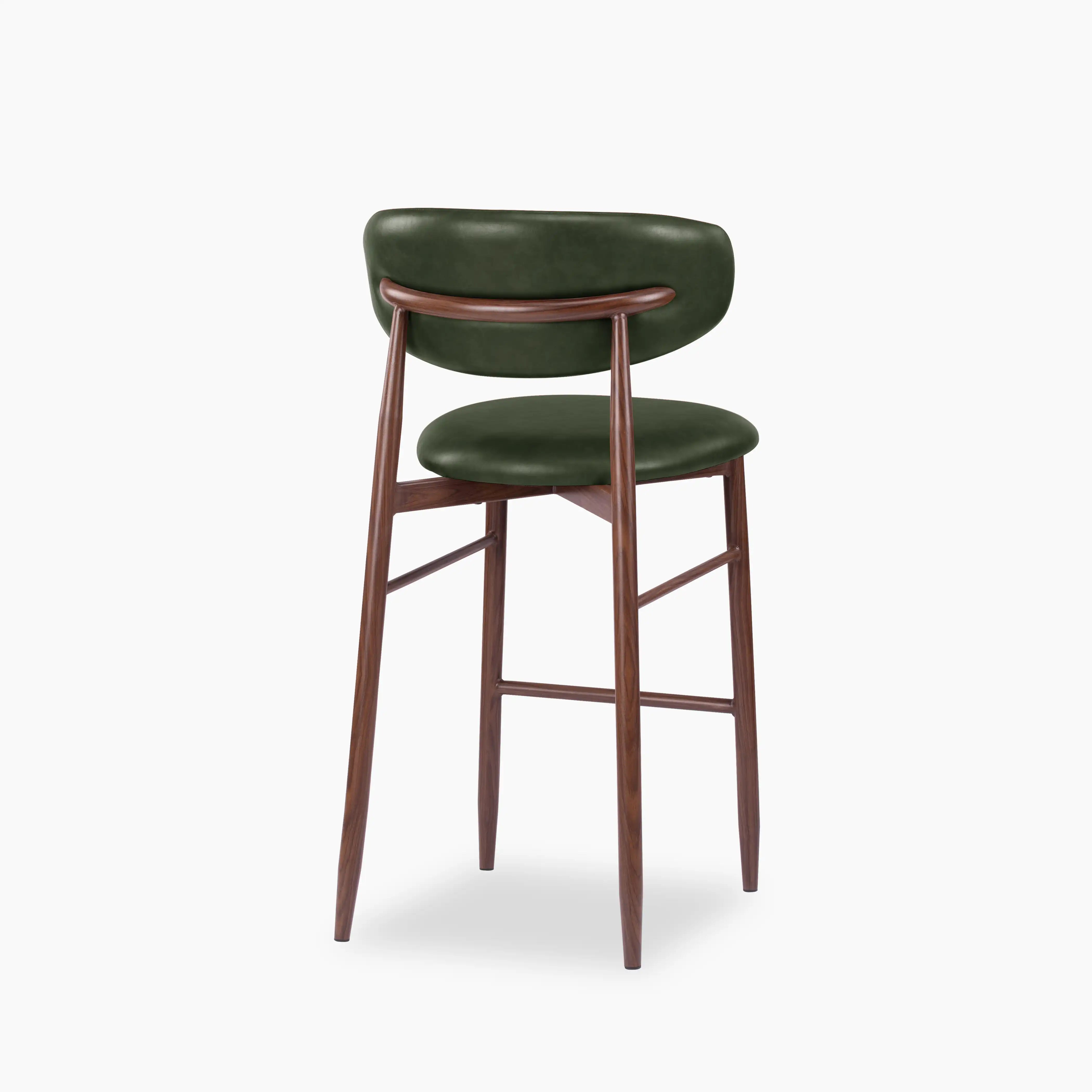 Halston Kitchen Stool | Vintage Green Faux Leather & Walnut