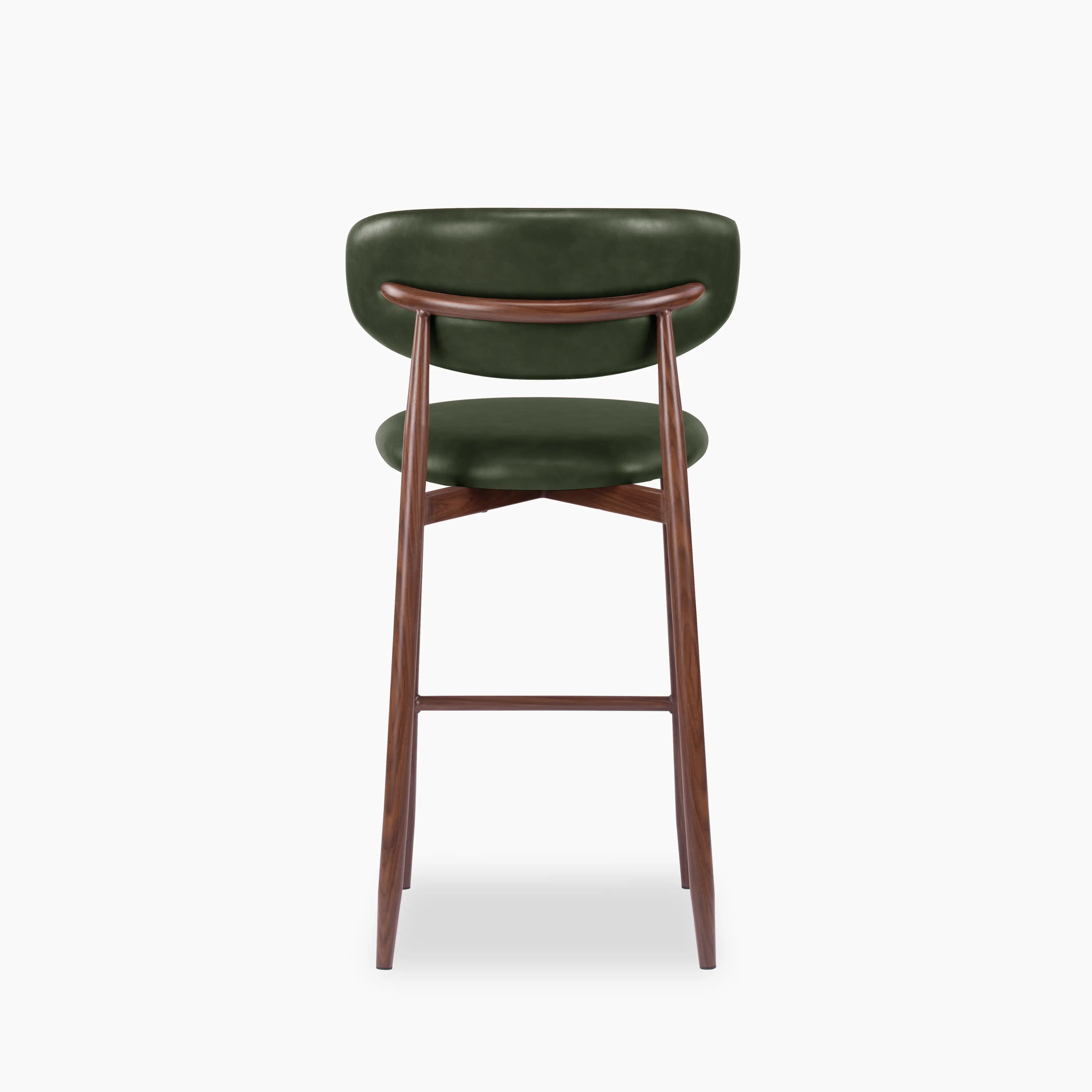 Halston Kitchen Stool | Vintage Green Faux Leather & Walnut