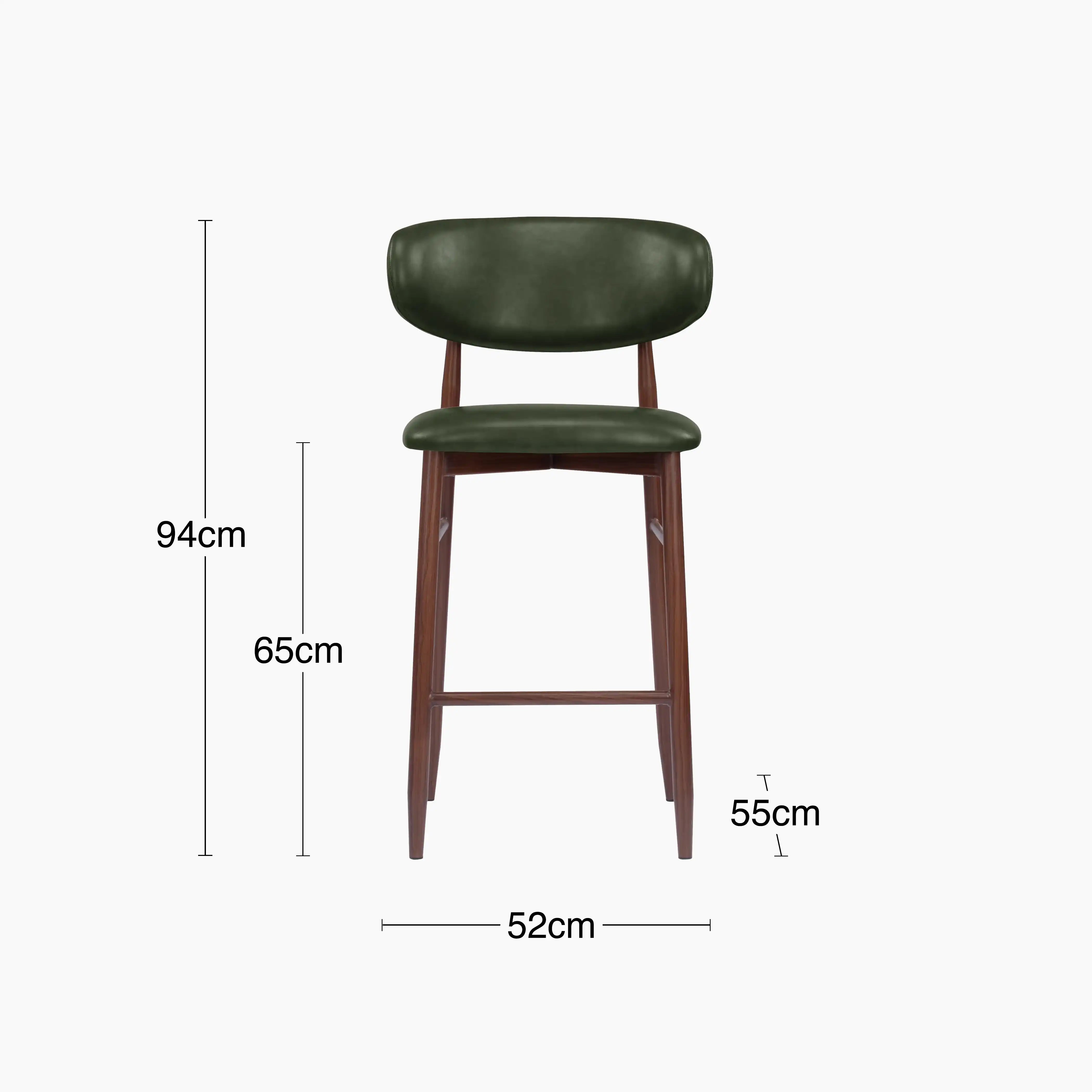 Halston Kitchen Stool | Vintage Green Faux Leather & Walnut