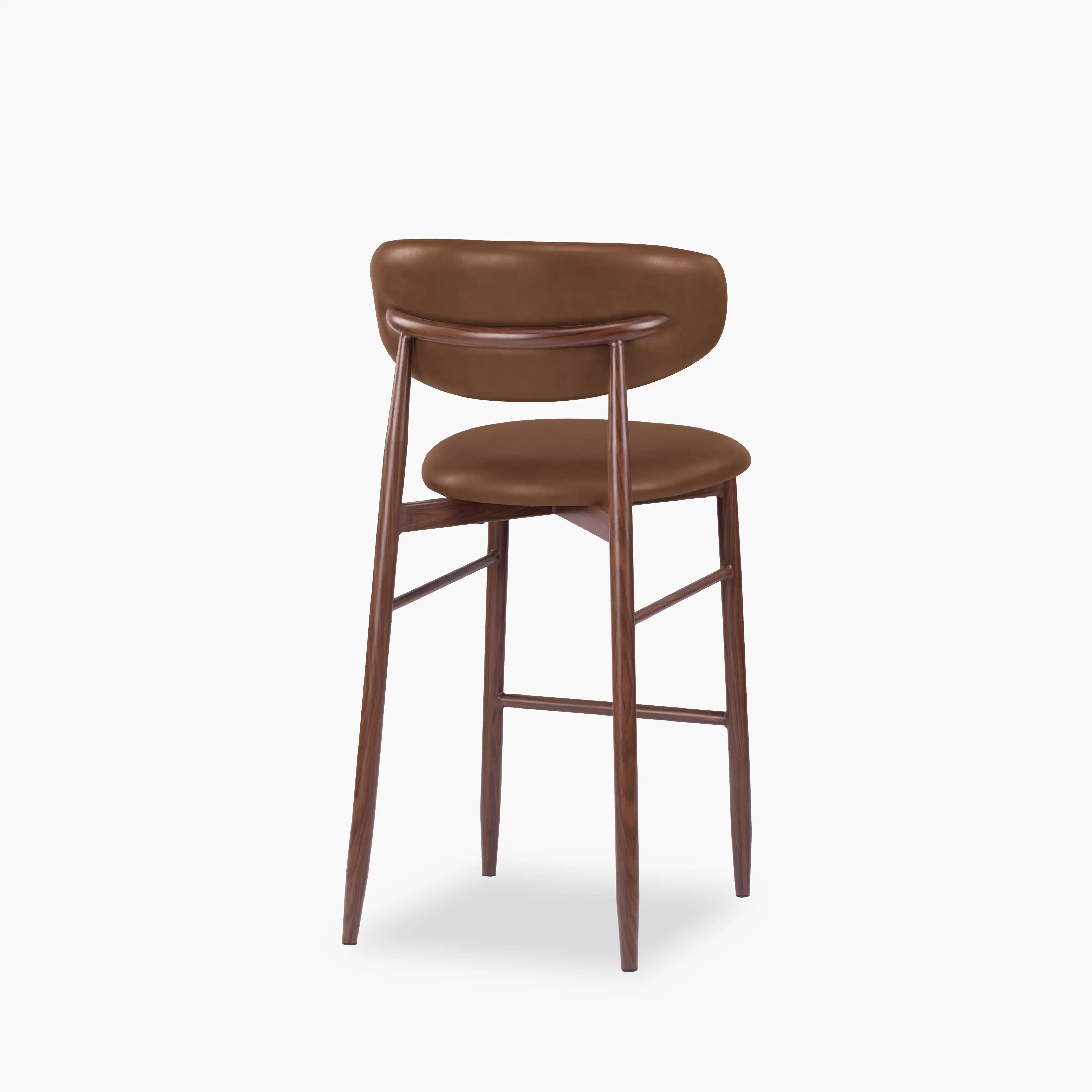 Halston Kitchen Stool | Vintage Tan Faux Leather & Walnut