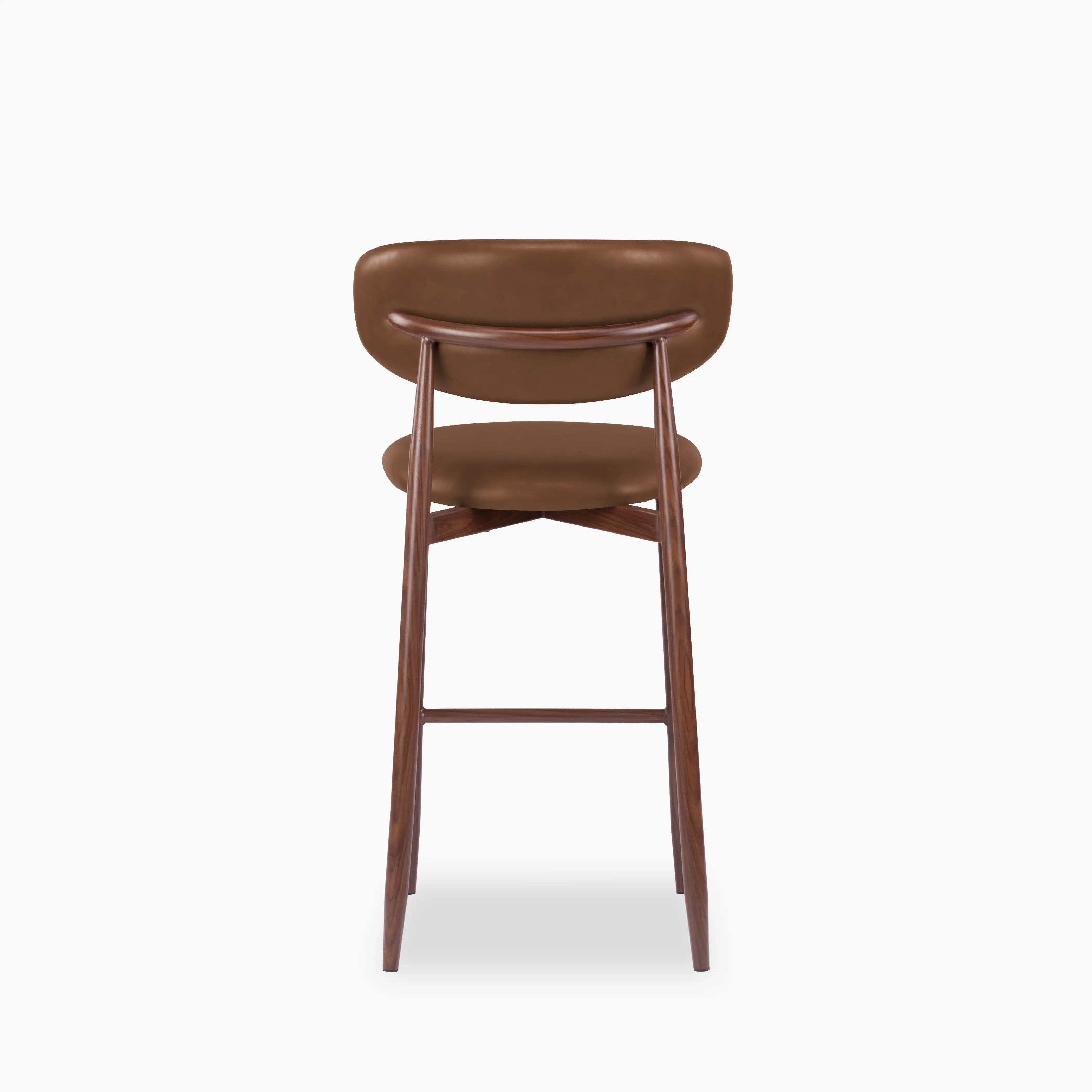 Halston Kitchen Stool | Vintage Tan Faux Leather & Walnut